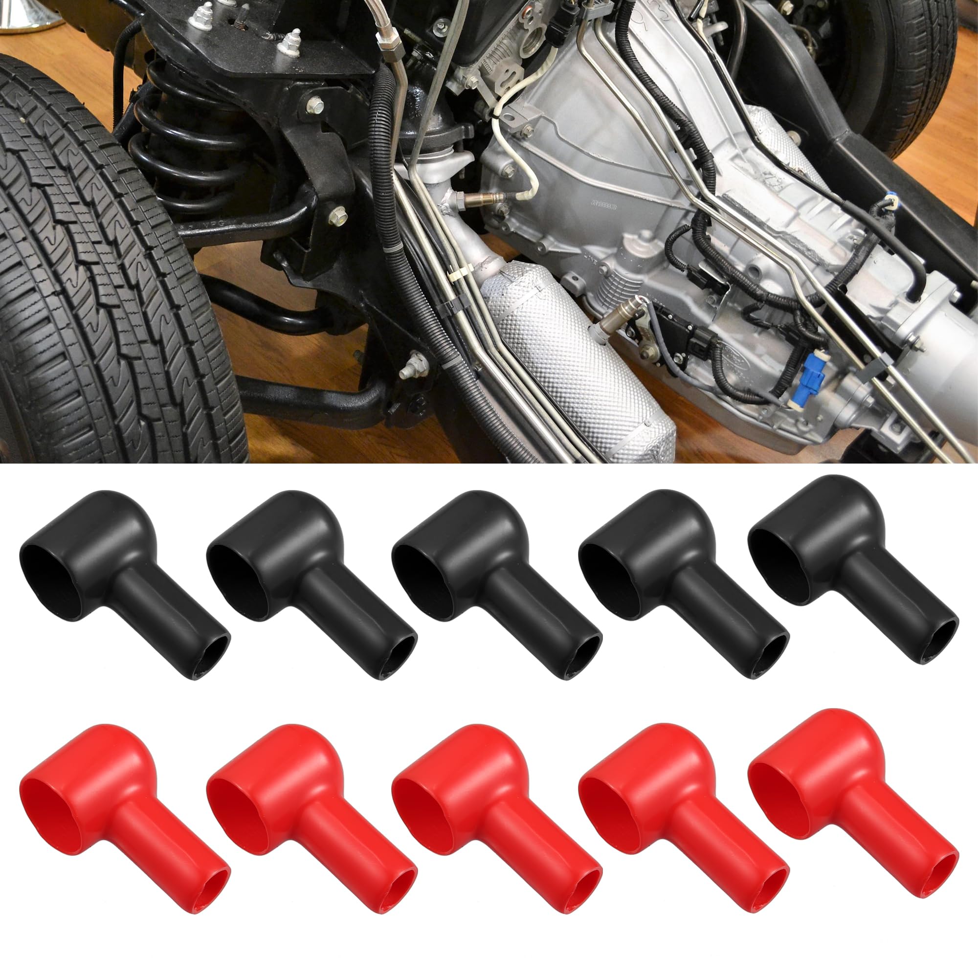 X AUTOHAUX Battery Terminal Boots Insulating Rubber Covers Red Black Cable Lug Protector Cover Lug Caps for Car Marine 20 Pcs