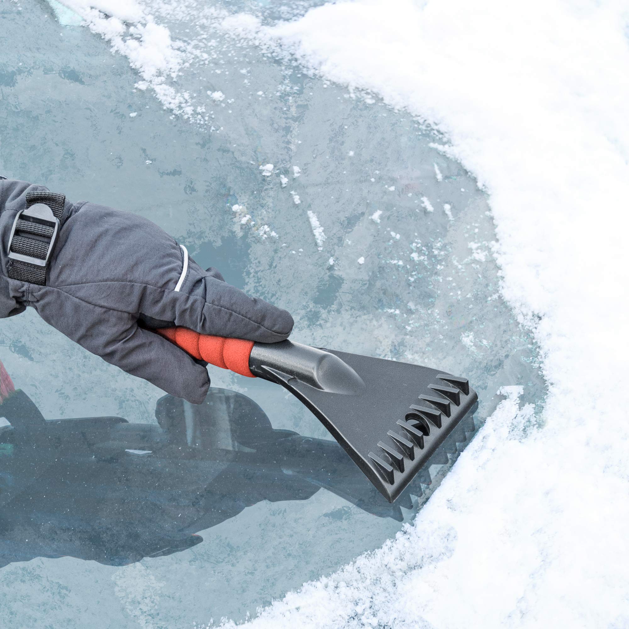 BDK Motor Trend 26'' Snow Brush with Built-in Car Ice Scraper - Ergonomic 2-in-1 Snow Scraper for Car with Comfortable Foam Grip