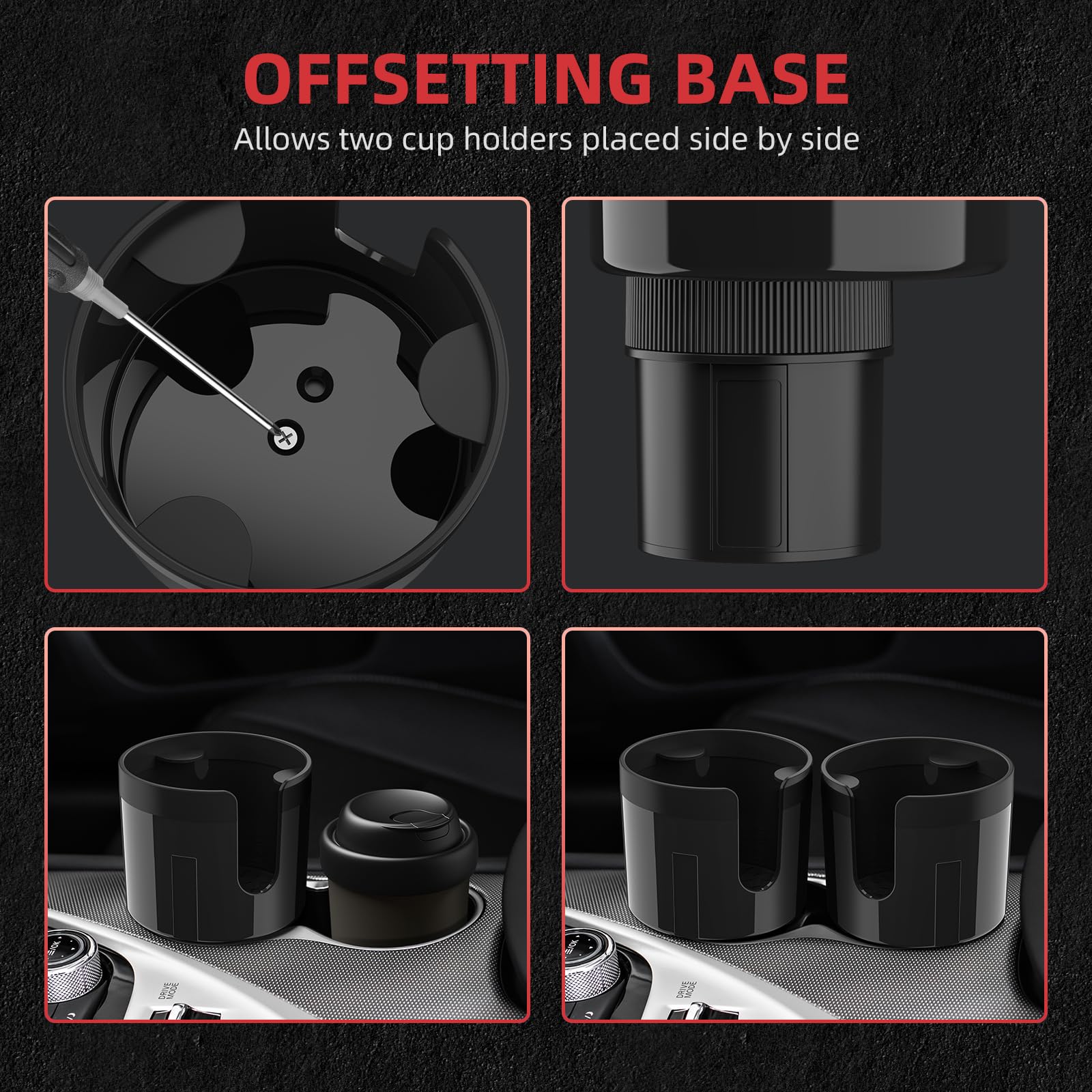 DYLEN Car Cup Holder Expander, Cup Holder Extender Adapter for Car with Expandable Insert, Compatible with Yeti 20/26/30oz, Hydr