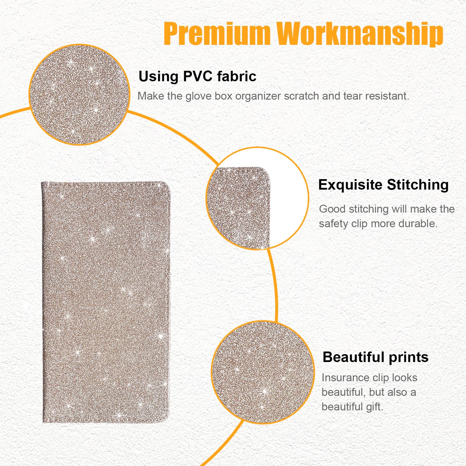 Kewucn Car Registration And Insurance Holder, Leather Auto Glove Box Organizer, Vehicle Compartment Accessories Case For Cards,