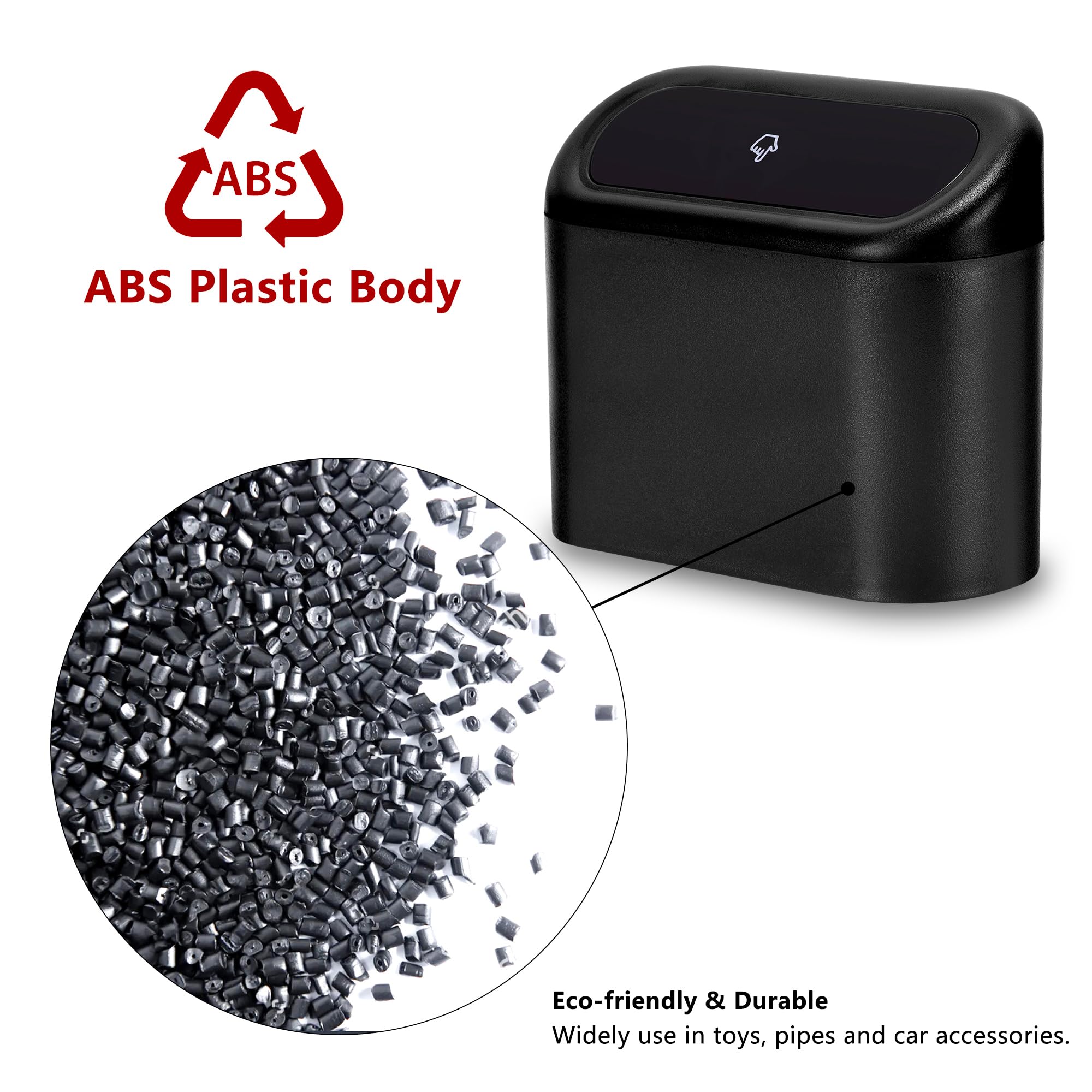 Ginsco Mini Car Trash Can With Lid, Small Car Garbage Can, Cute Leakproof Abs Car Trash Bin, Car Accessories For Interior, Garba