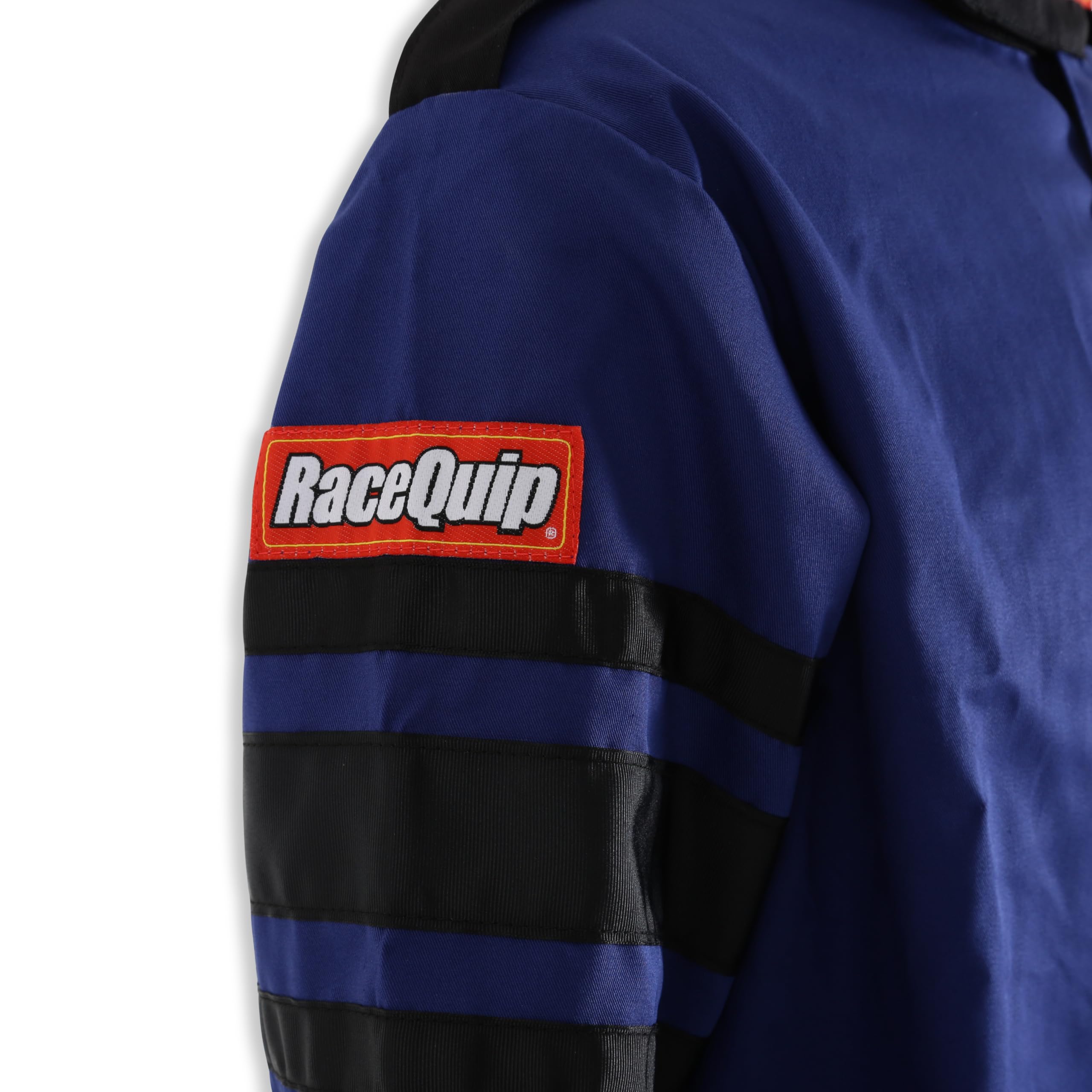 Racequip 111023Rqp 110 Series Driving Jacket Sfi 3.2A/1 Blue/Black Stripe Medium