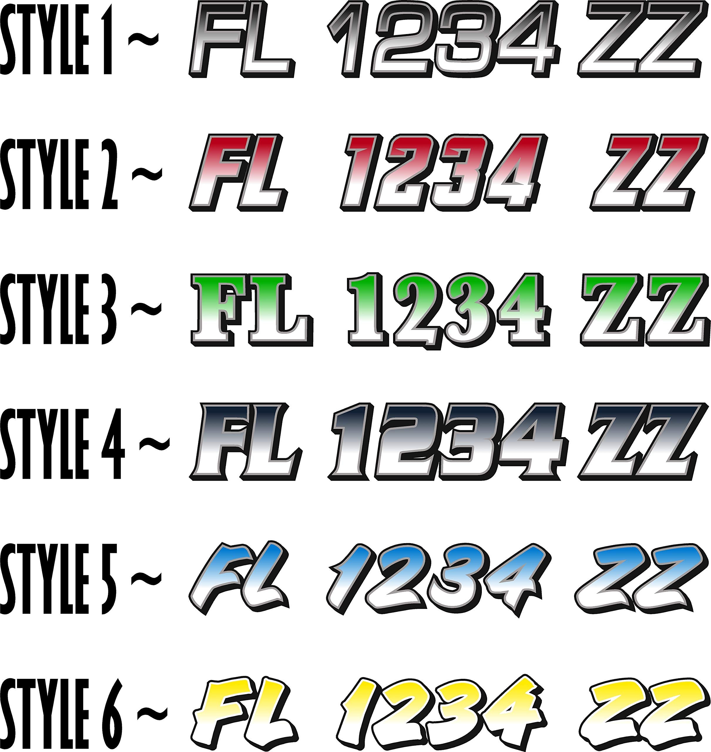 Boat Registration Numbers X2 Gr / 2 Pack/Custom State Registration Stickers/Vinyl Boat Decal Graphics Pair
