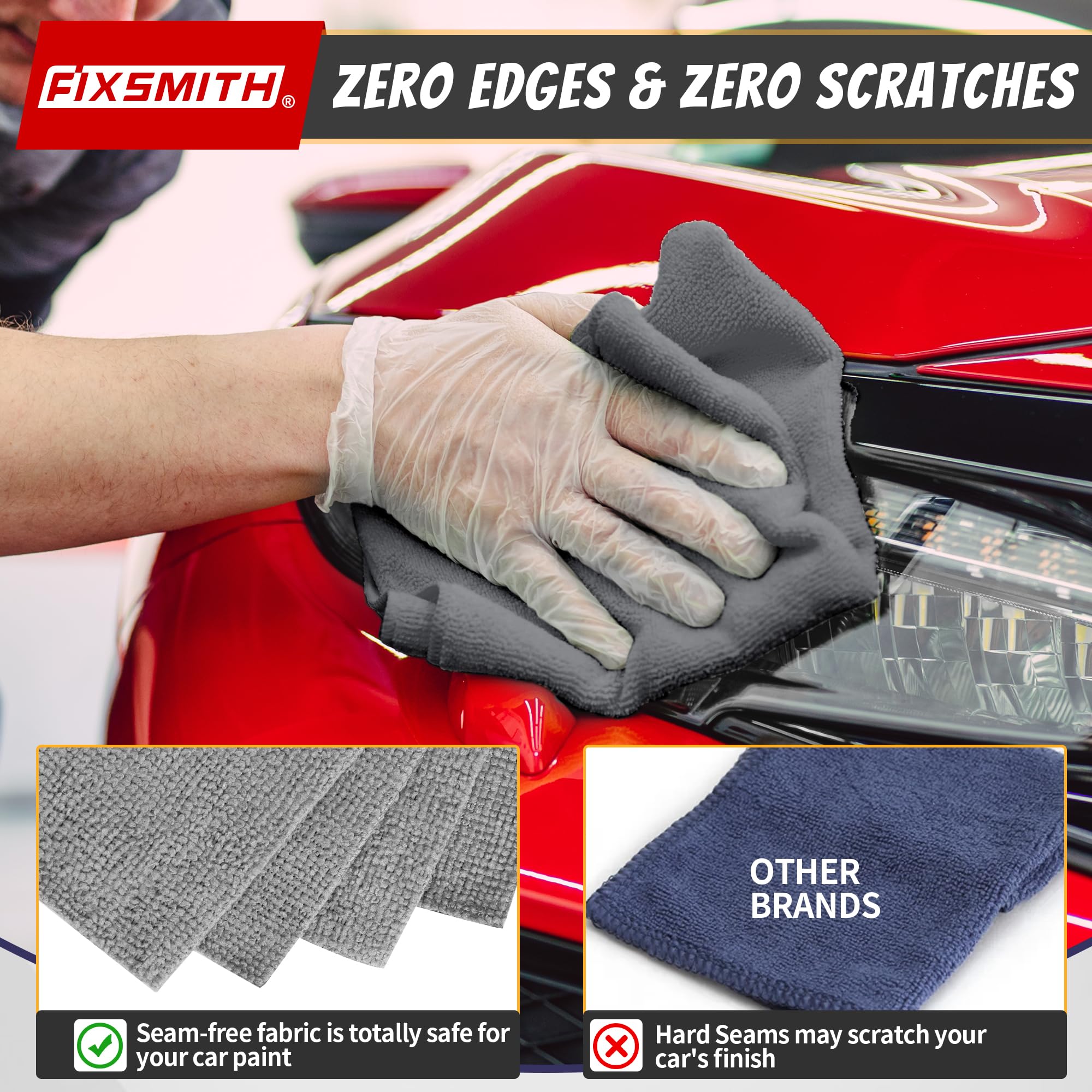 FIXSMITH Shop Towels, Pack of 200, Grey Microfiber Cleaning Cloth Bulk, Microfiber Towels for Cars, All-Purpose Absorbent Cleani