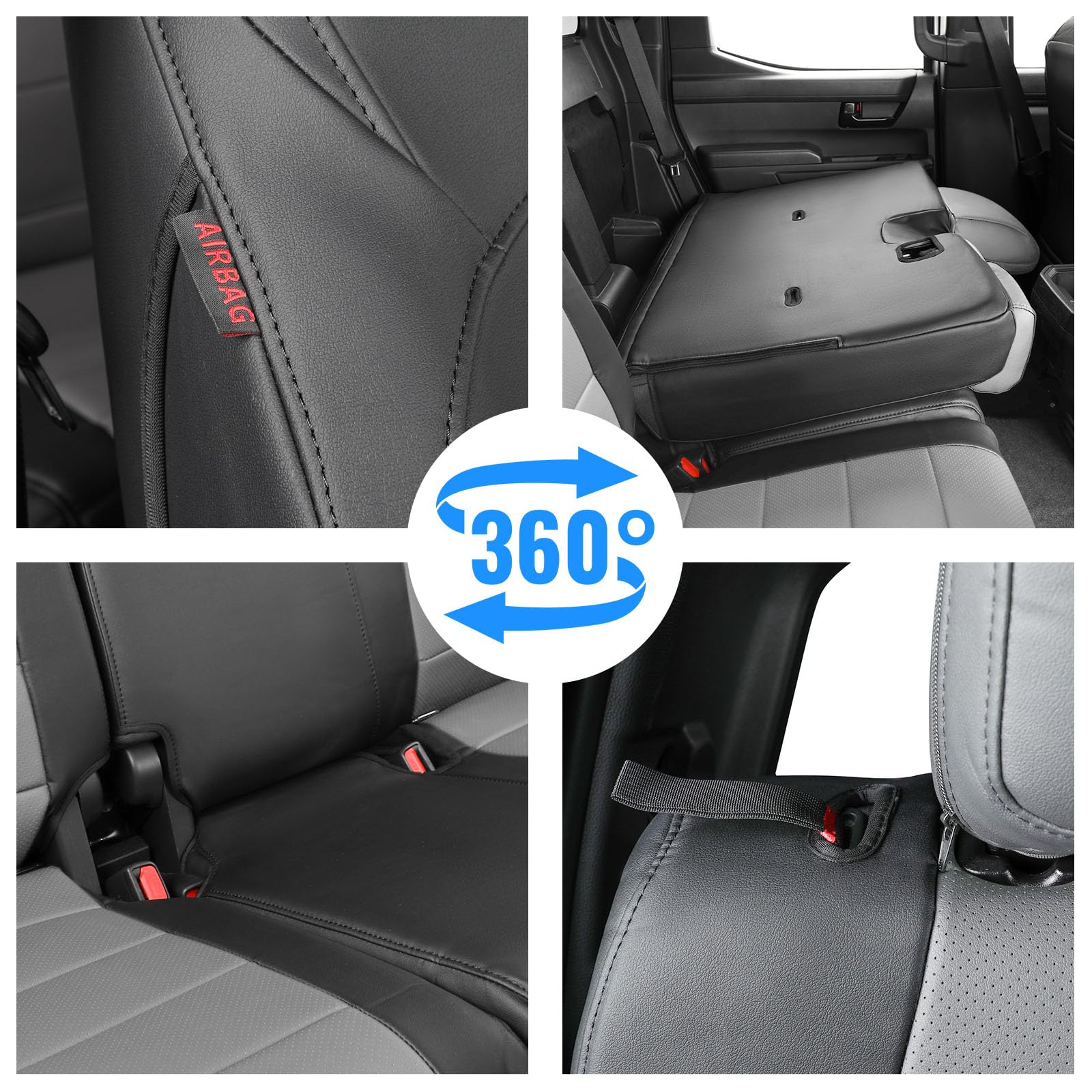 Coverdream Leather Seat Covers Custom Fit For 2024 2025 Toyota Tacoma Double Cab Sr,Sr5,Trd Sport,Trd Off-Road,Limited,Full Cove