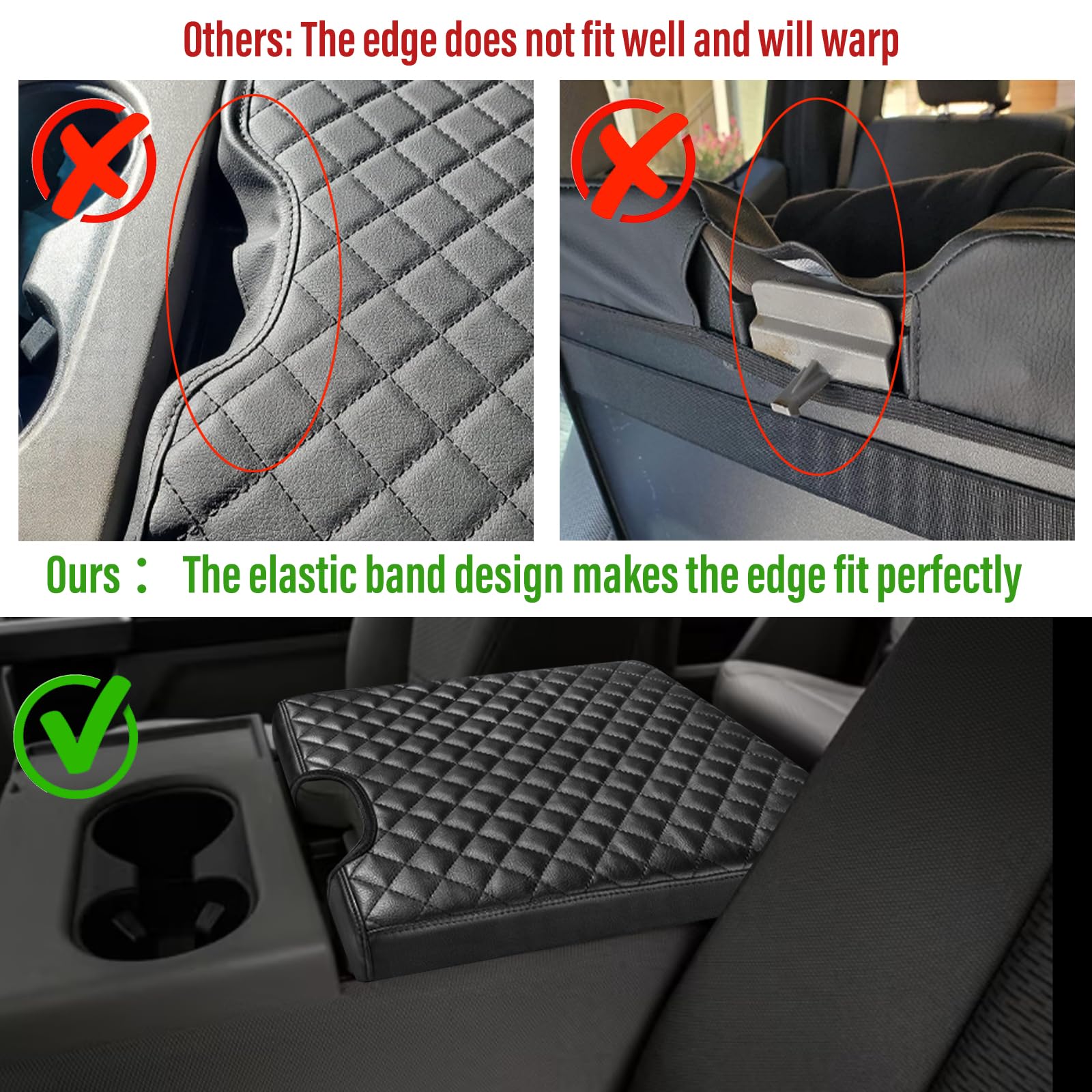 Center Console Cover For Ford F150 2015-2022, F250 F350 F450 F550 2017-2022, Pu Leather Car Interior Accessories, Armrest Cover
