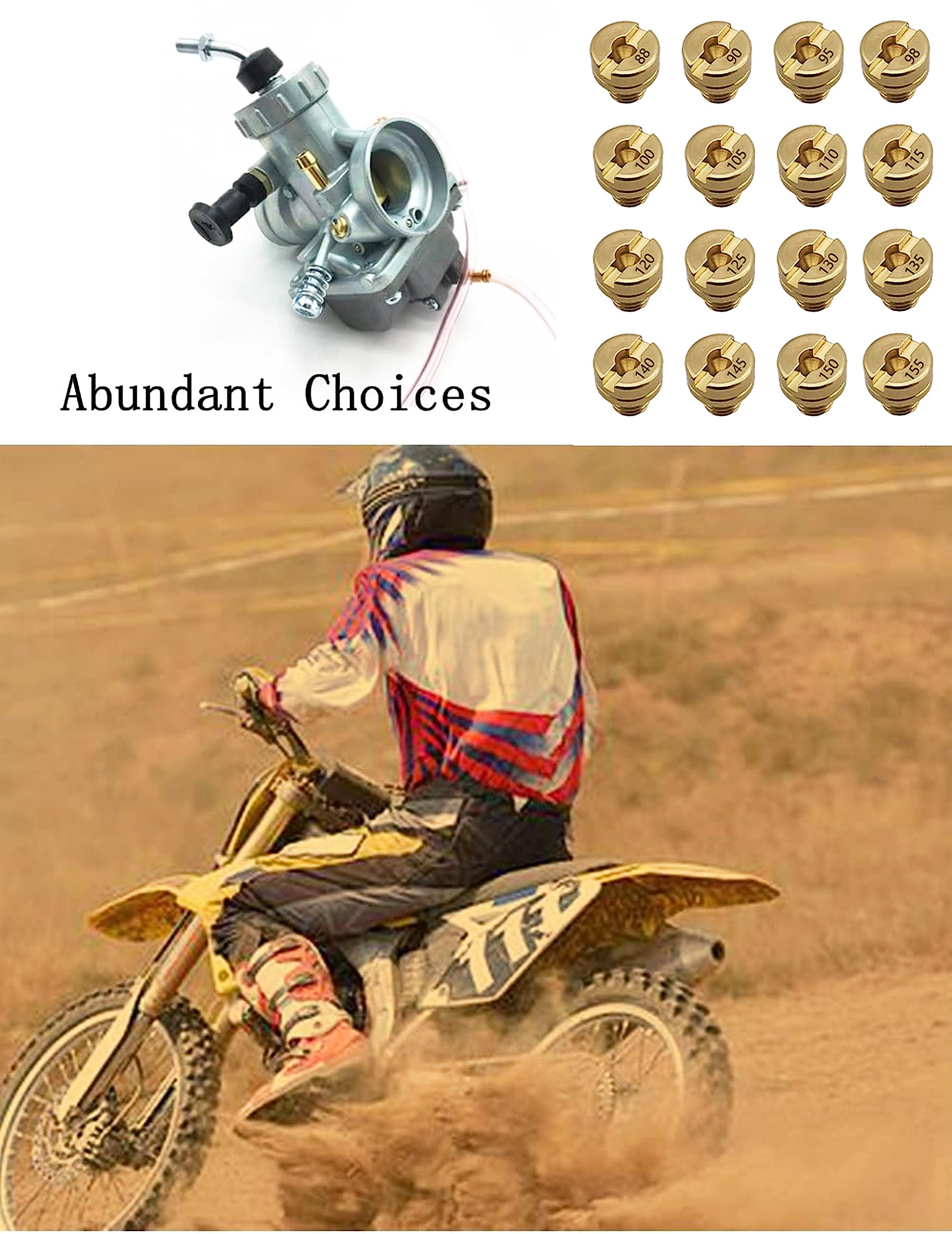 16Pcs Carburetor Jet Kit Main Jets For Mikuni Vm22 Vm24 Vm26 125Cc 150Cc 200Cc 250Cc For Mini Bike Dirt Bike Pit Bike Atv 88 90 95 98 100 105 110 115 120 125 130 135 140 145 150 155