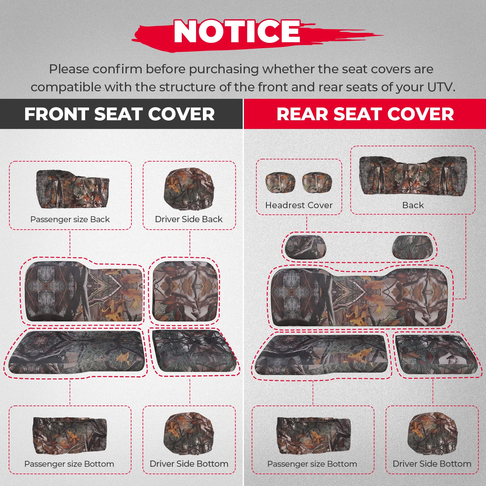 Kemimoto 1680D Crew Seat Covers Compatible With Ranger Crew Xp 1000, Utv Seat Cover Set With Headrest Cover Compatible With 2020