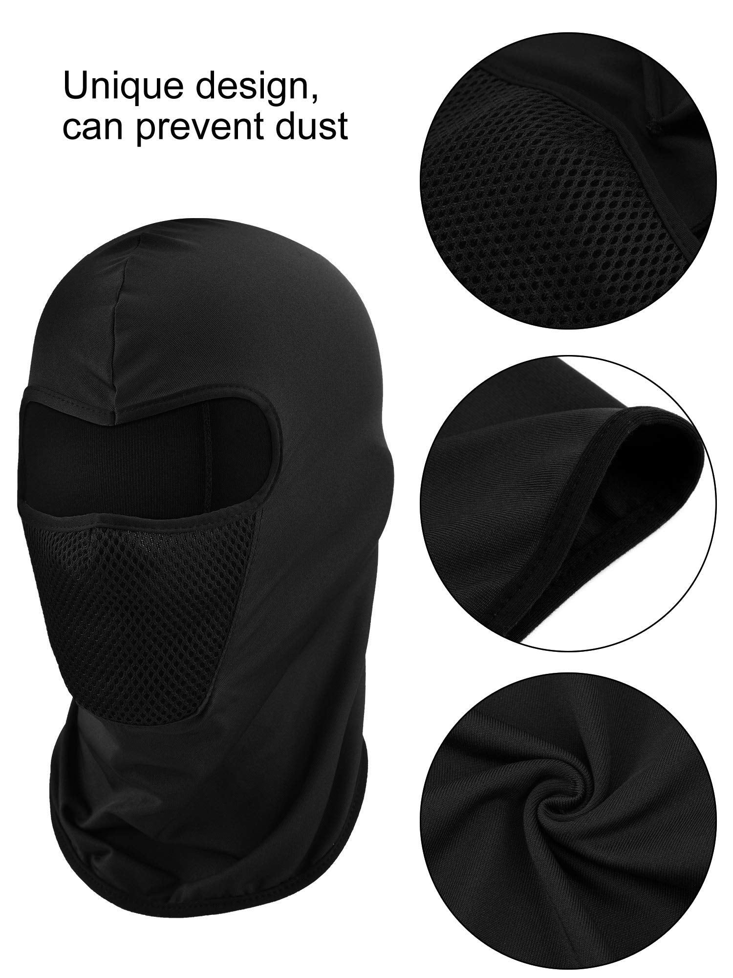 6 Pieces Balaclava Face Mask Motorcycle Mask Windproof Camouflage Fishing Cap Face Cover For Sun Dust Protection (Black)