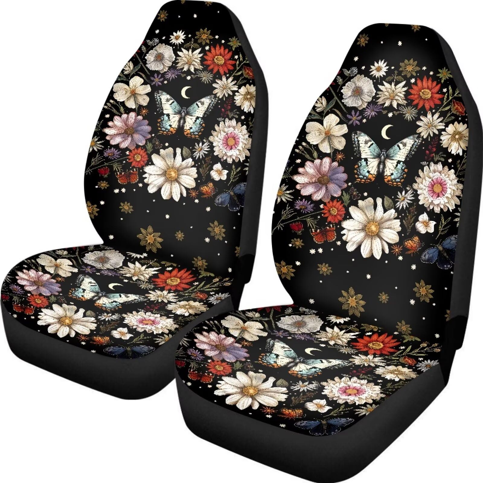 Bigcarjob Art Butterfly Car Seat Cover Full Set Auto Front Seat Protectors Vehicle Bucket Seat Pad,Butterfly Car Interior Access