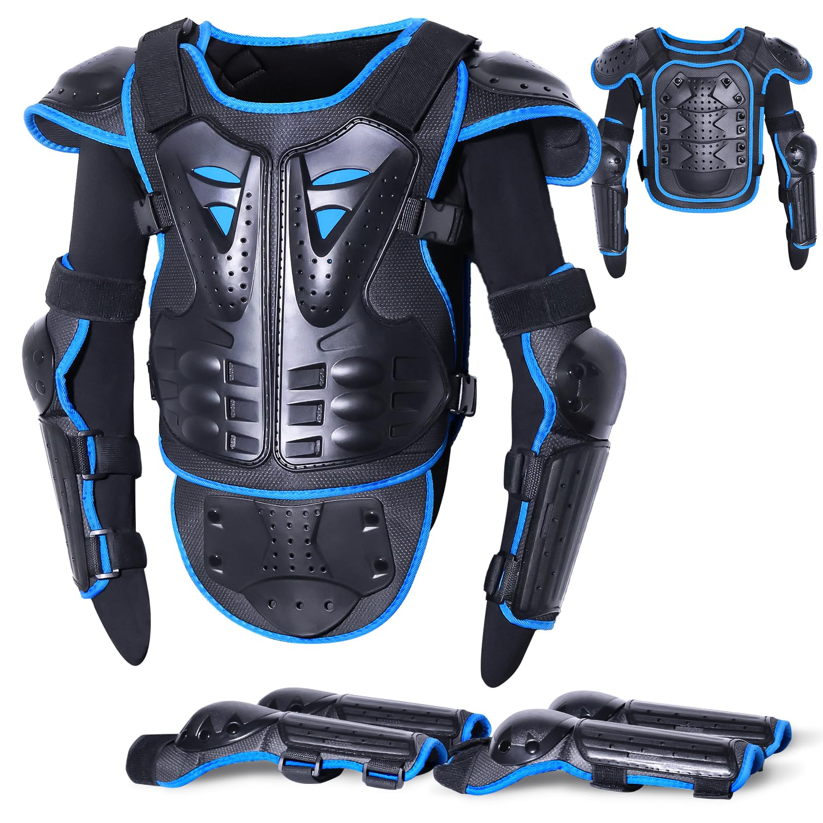 StarknightMT Upgraded Motorcycle Kids Armor Suit Dirt Bike Riding Gear Chest Elbow Knee Belly Pad Full Body Protection Set
