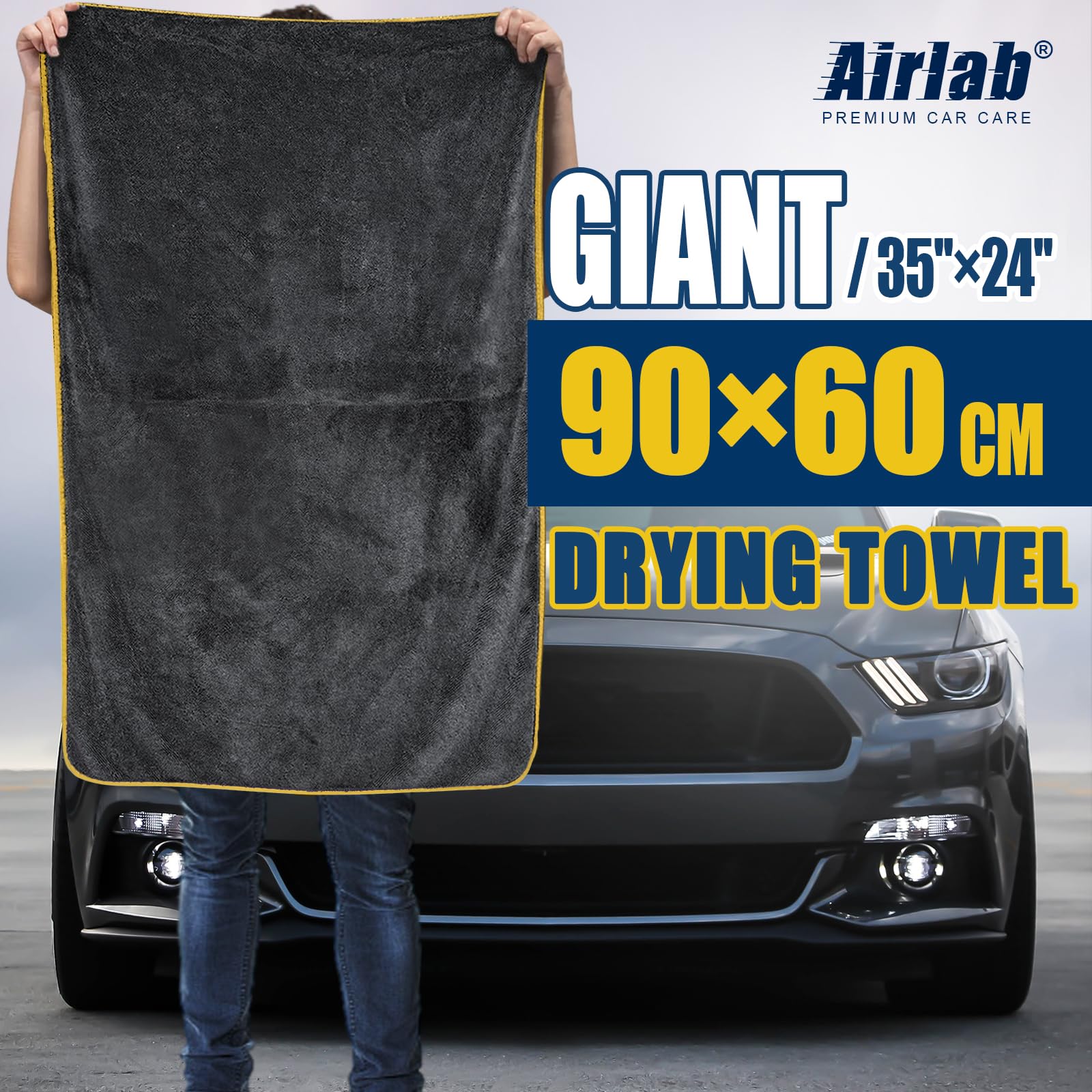 Airlab Microfiber Towels For Cars Drying Detailing Extra Large Super Absorbent Auto Exterior Cleaning Cloth Ultra Soft, Lint-Fre
