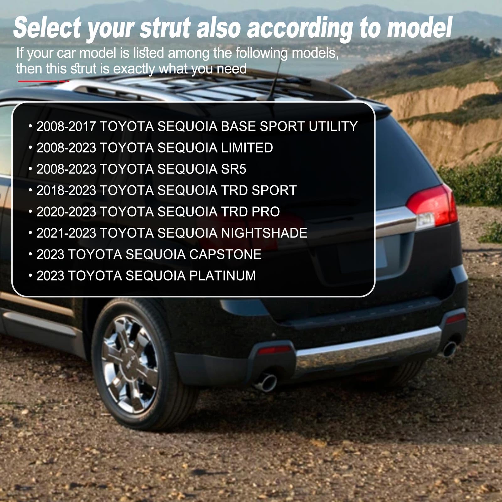 Vepagoo Pm3173 Rear Liftgate Tailgate Back Hatch Gas Struts Compatible With 2008-2023 Toyota Sequoia, Rear Door Lift Supports, T