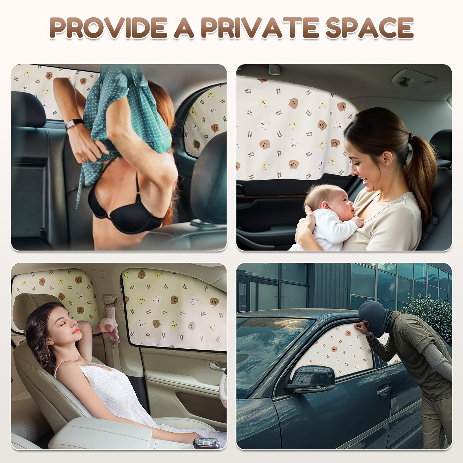 Aokway Car Window Shade (2Pack)-Uv-Blocker Magnetic Car Window Sun Shade For Baby 99% Uv Protection Fit Suv/Sedan/Minivan | Roll