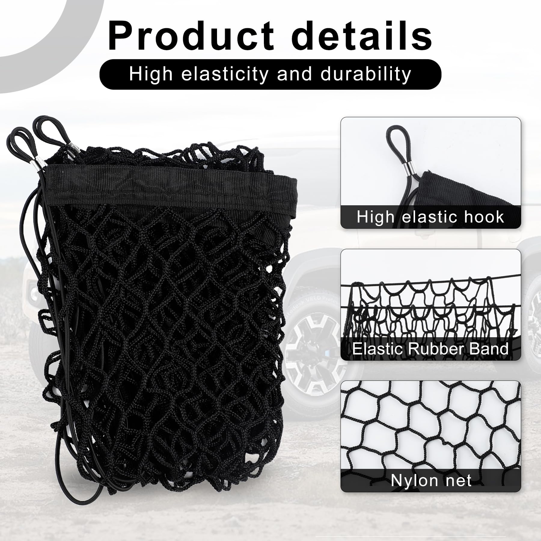Amiss Cargo Net Stretchable, Car Exterior Accessories, Adjustable Elastic Trunk Storage Net With Hook For Suvs, Cars And Trucks