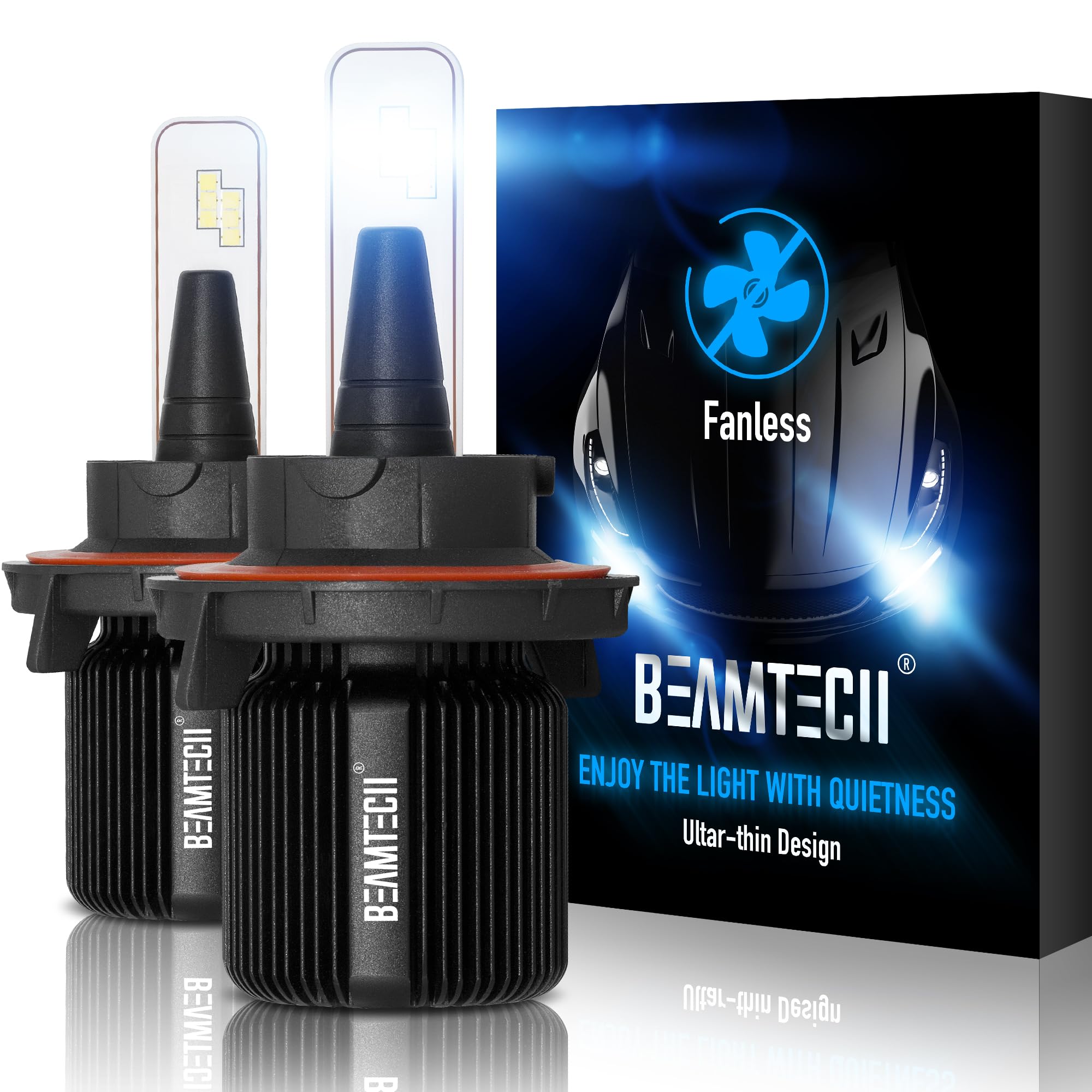 Beamtech H13 Fog Light Bulbs,9008 Bulb Fanless 6500K White Plug And Play Extremely Bright Of 2