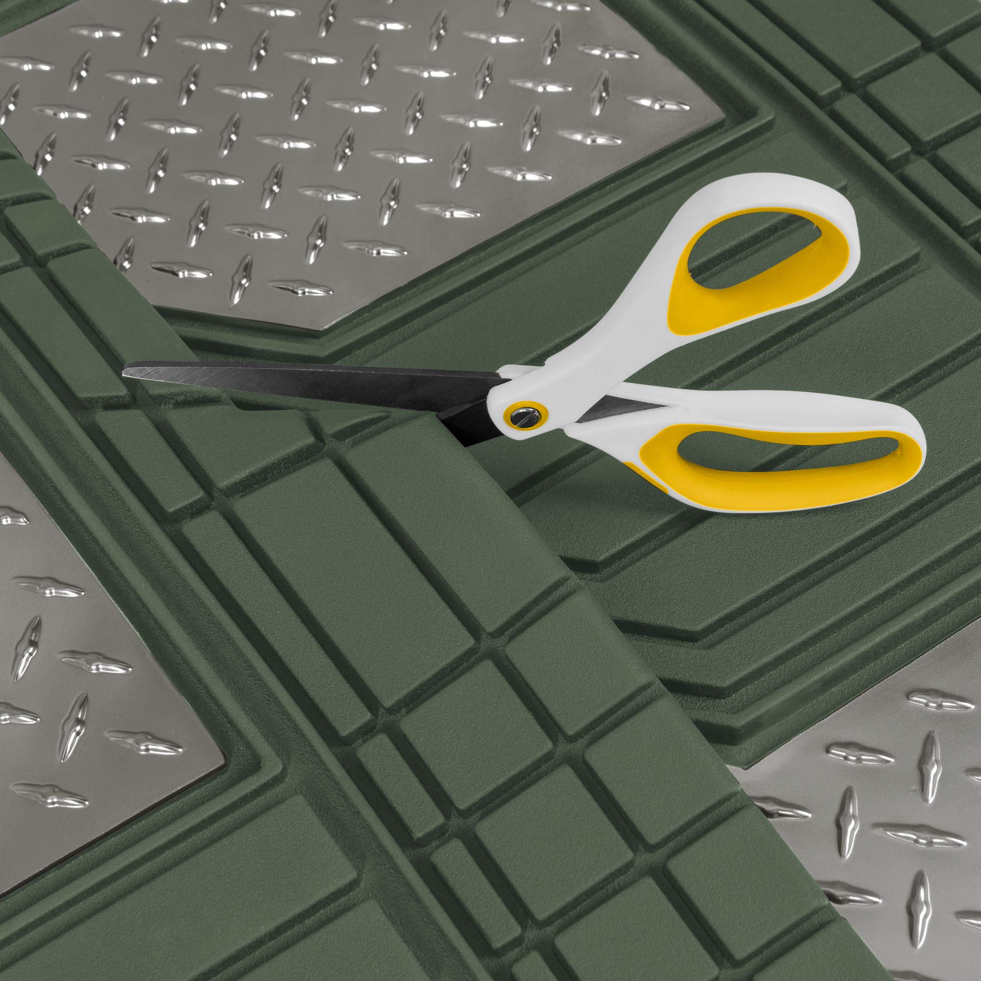 CAT DiamondShield Rubber Floor Mats for Cars, Trucks, SUVs - All Weather Protection Front & Rear Set, Heel Pad & Anti-Slip Backi