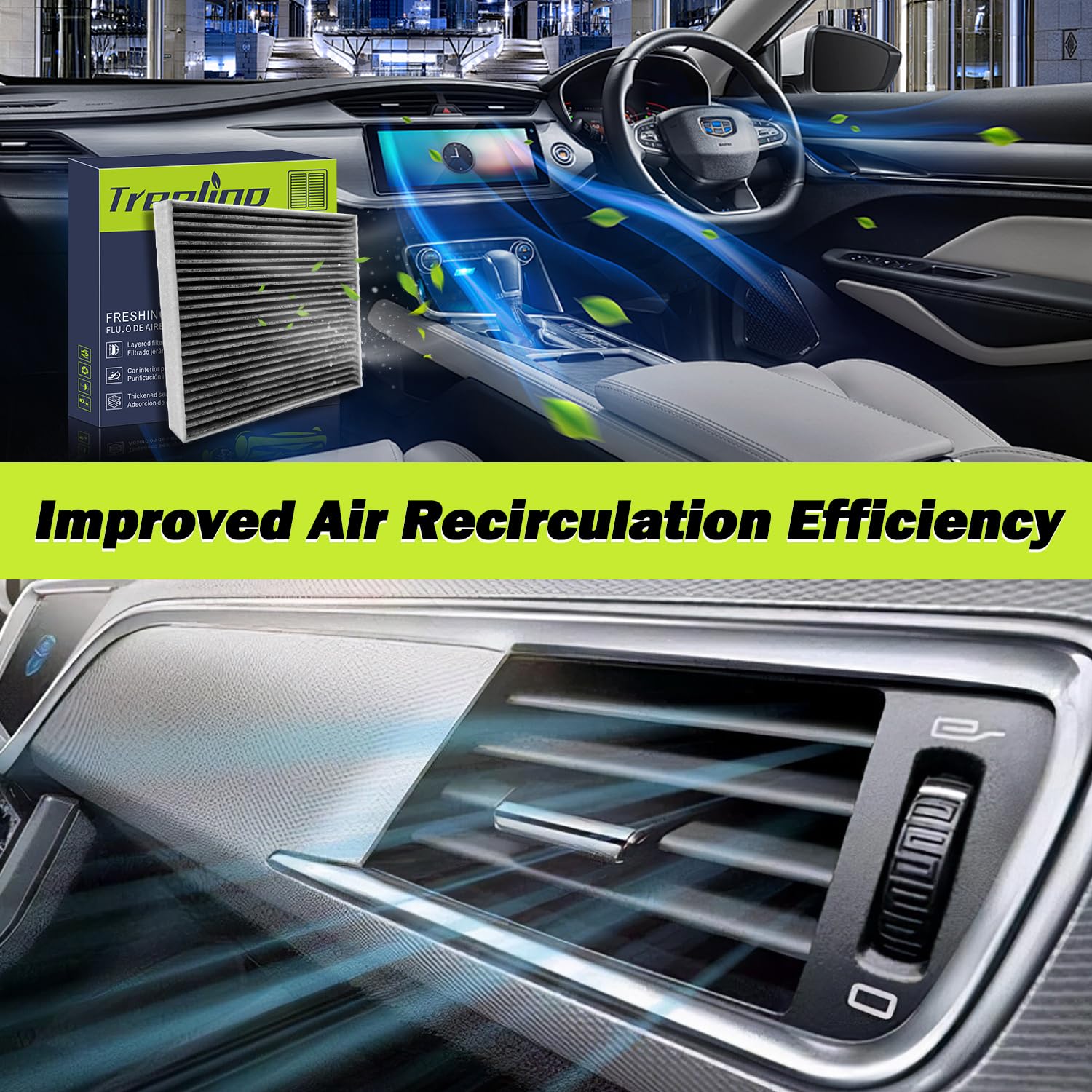 Treeligo Cf12820 Cabin Air Filter Compatible With Tucson 2022-2023,Elantra 2021-2023,Sonata,Sportage,K5,Santa Cruz,Loniq 5,Loniq