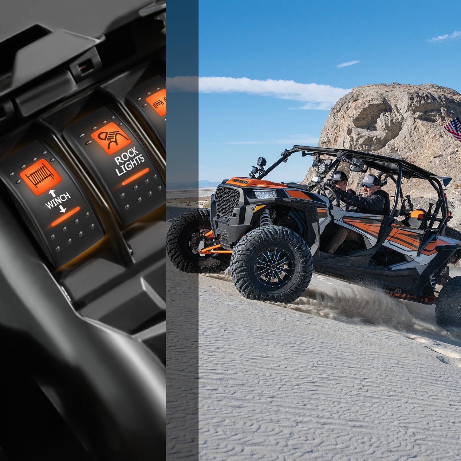 Nilight Utv Winch Rocker Switch Momentary On Off 7 Pin Dpdt Led Light Bar Switches With Orange Backlit 12V 24V Toggle Jumper Wir