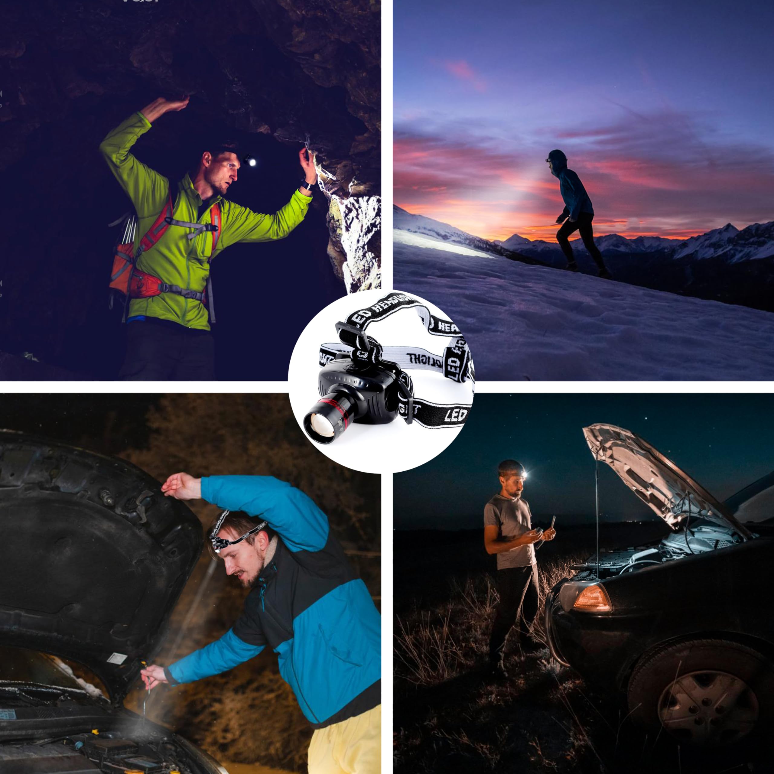 Lianxin Car Roadside Emergency Kit, With Jumper Cables Automotive Kit,Car Safety Roadside Assistance Kit Headlamp,Tow Straps, Mu