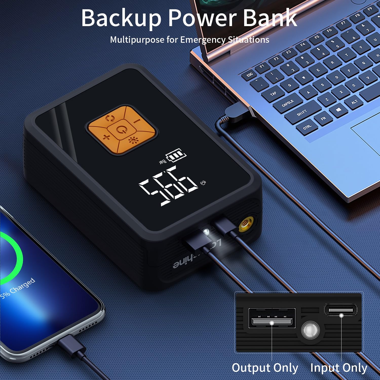 Lazyshine Portable Air Pump For Car Tires, 150 Psi Tire Inflator Cordless With Led Light, Rechargeable Auto Shut-Off Air Compres