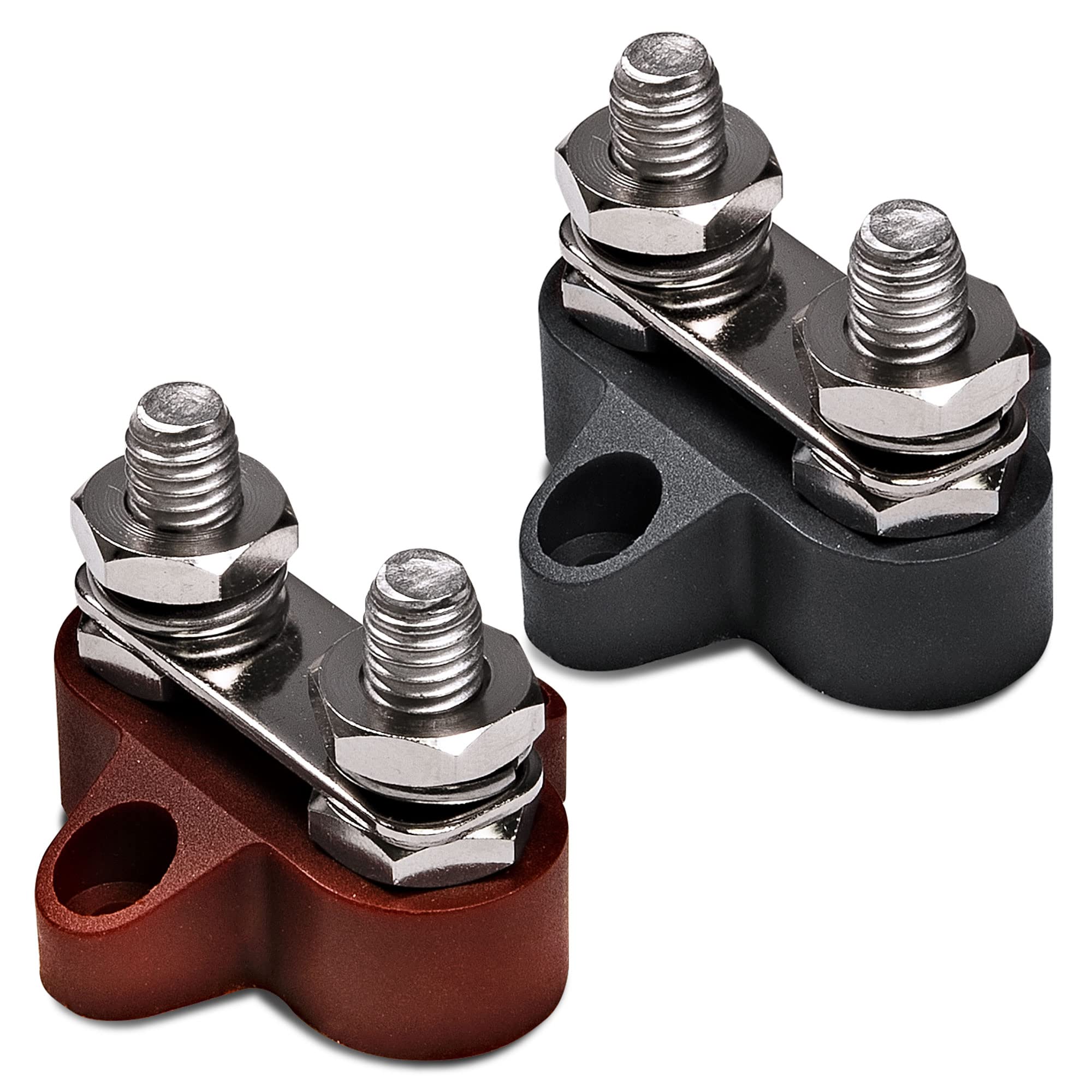 True Mods Battery Power Distribution Terminal Block Set [M8 Dual Studs W/Bus Bar] [Max 48V Dc 80 Amp] Positive/Ground Insulated