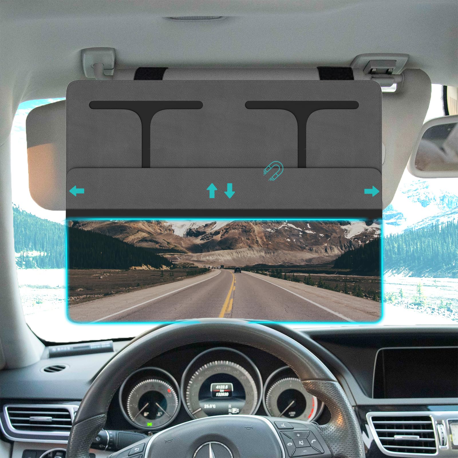 Nazzo Polarized Sun Visor Extender For Car, Car Visor Extender Attachment Sun Blocker, Anti-Glare Removable Pc Lens To Expand Su