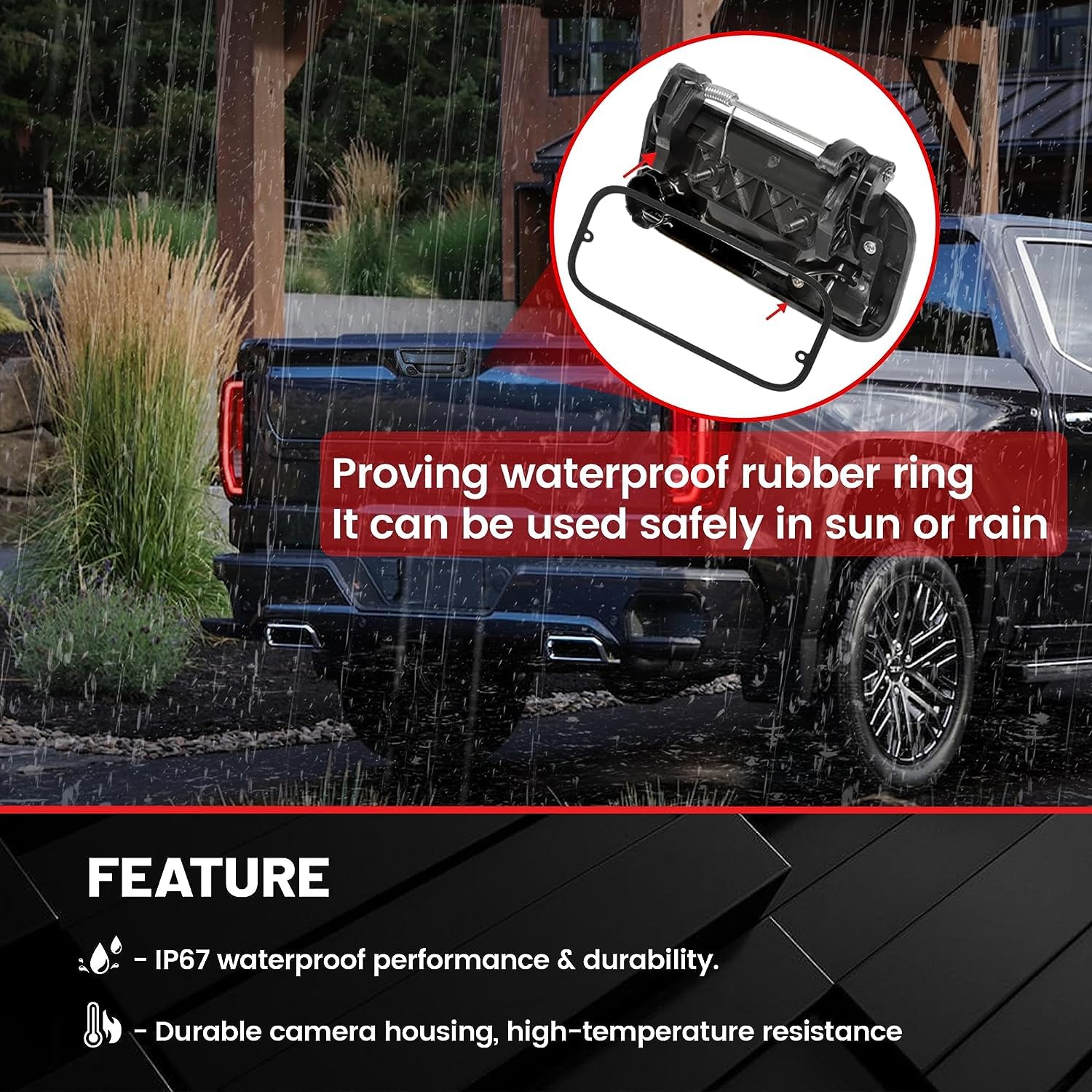 Red Wolf Tailgate Backup Camera + 7'' Rear View Mirror Screen Monitor Fit For Ford 2004-2014 F150/ 2009-2016 F250/F350 Pickup Tr