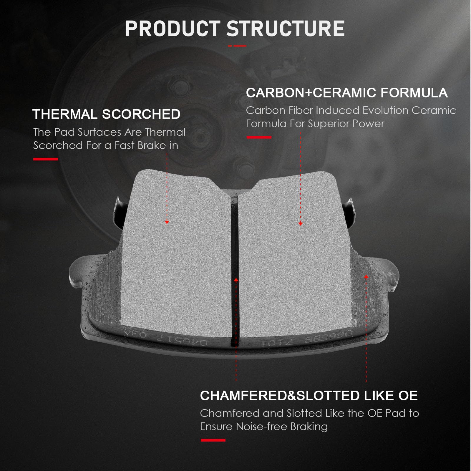 Cciyu D1057 Rear Ceramic Disc Brake Pads Kit For Chrysler 300 2005-2019,For Dodge Challenger 2009-2019,For Dodge Charger 2006-20