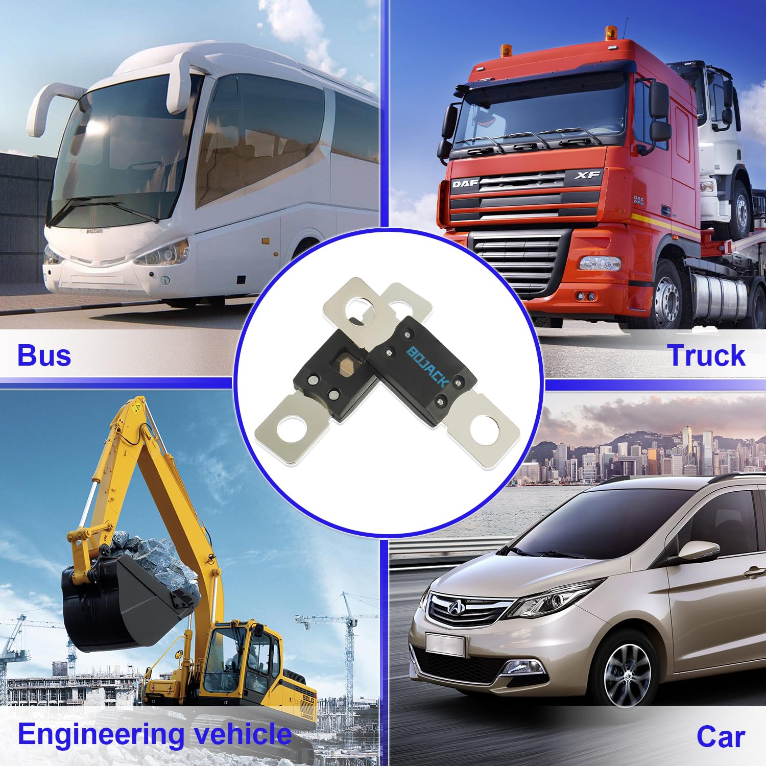 Bojack Mega/Amg High Current Fuse Bolt-On Fuse 40A Amp For Cars, Trucks, Construction Vehicles, Buses, Caravans (Pack Of 2 Anm F