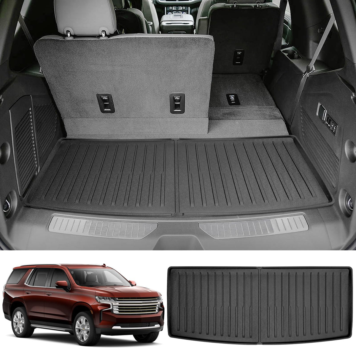 JTYZSM Trunk Mat for 2022-2025 Chevy Tahoe/GMC Yukon Rear Cargo Mat All Weather Protector Cargo Liner for 2022 2023 2024 2025 Ch