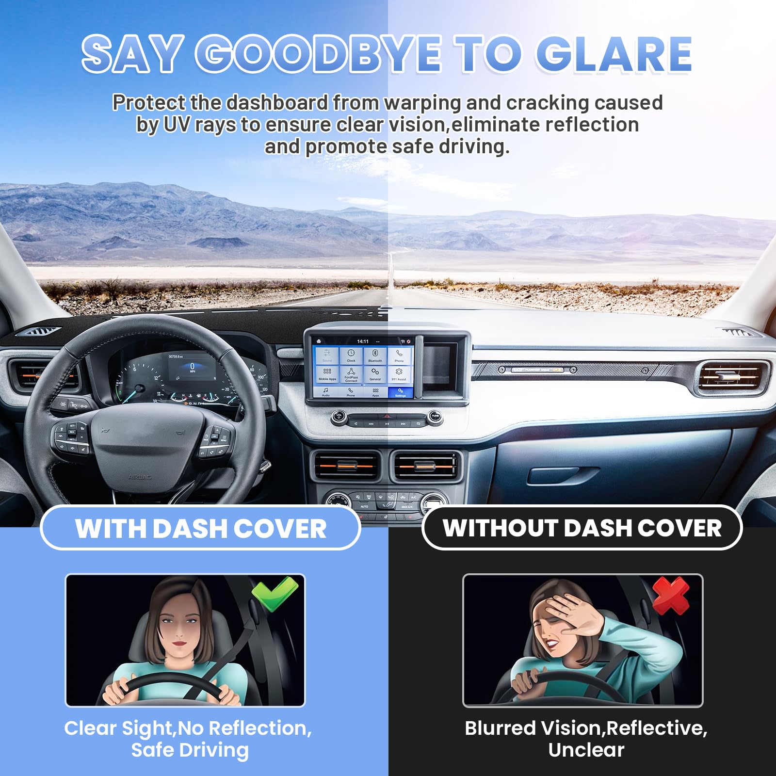 Sunsdrew Dash Cover For 2025 2024 2023 2022 Ford Maverick Dashboard Cover Mat For Maverick Accessories Suede Dash Mat Maverick S