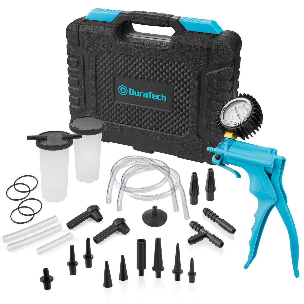 Duratech 2 In 1 Brake Bleeder Kit, Brake Fluid Bleeder Kit With Handheld Vacuum Pump, For Automotive, Organized In Portable Case