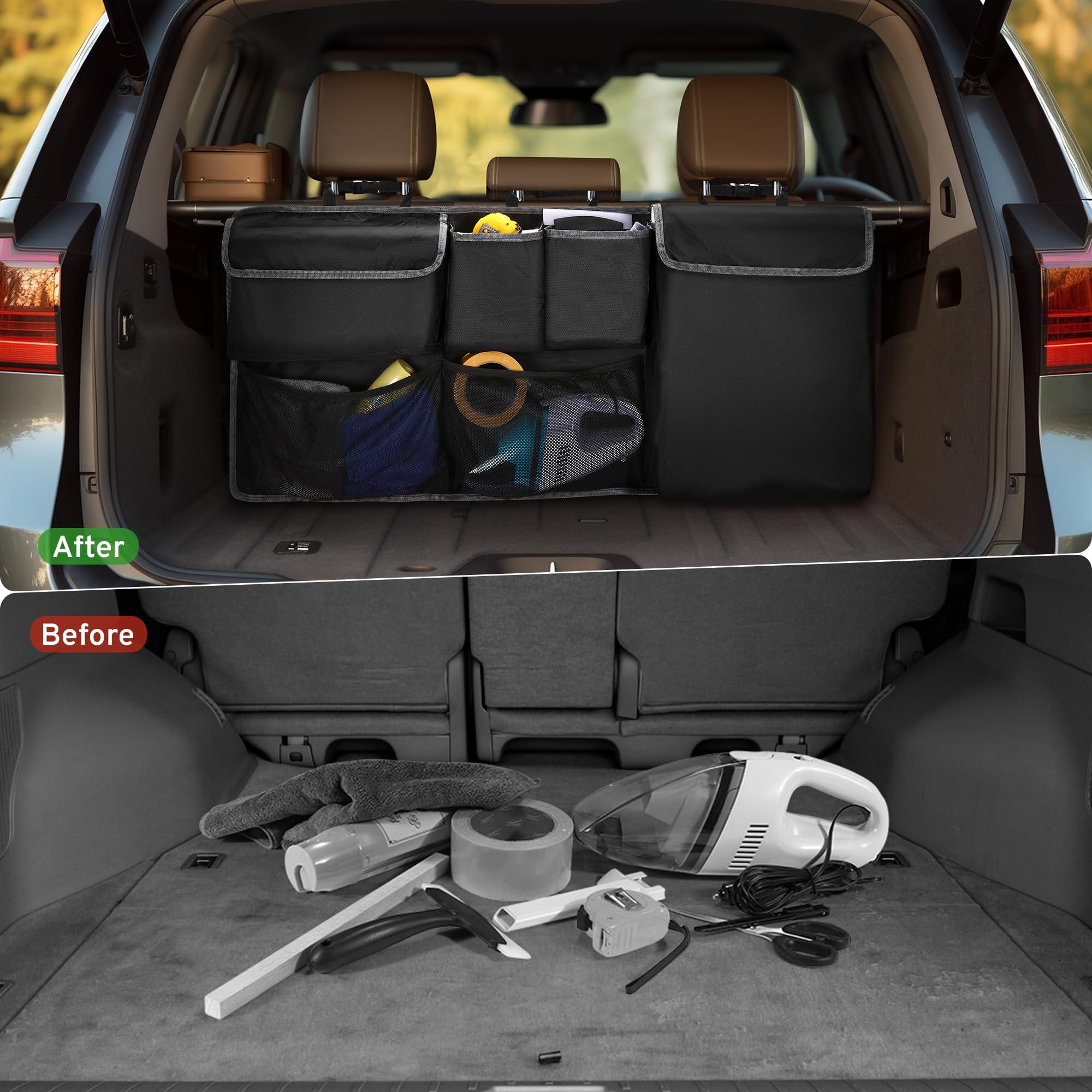 XHRING Car Trunk Organizer Storage Backseat Hanging Bag for Jeep Wrangler Grand Cherokee Renegade Cherokee Compass JL Wagoneer P