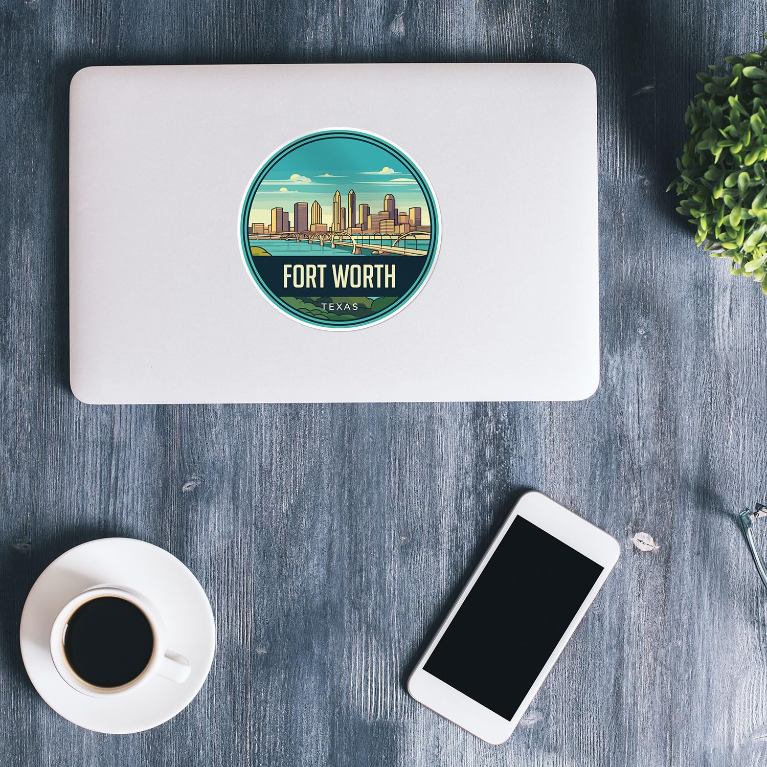 Fort Worth City Sticker - Waterproof Vinyl Decal for Car Bumper, Laptop, Water Bottle, Wall, and Window, Size - 3'' Longer Side