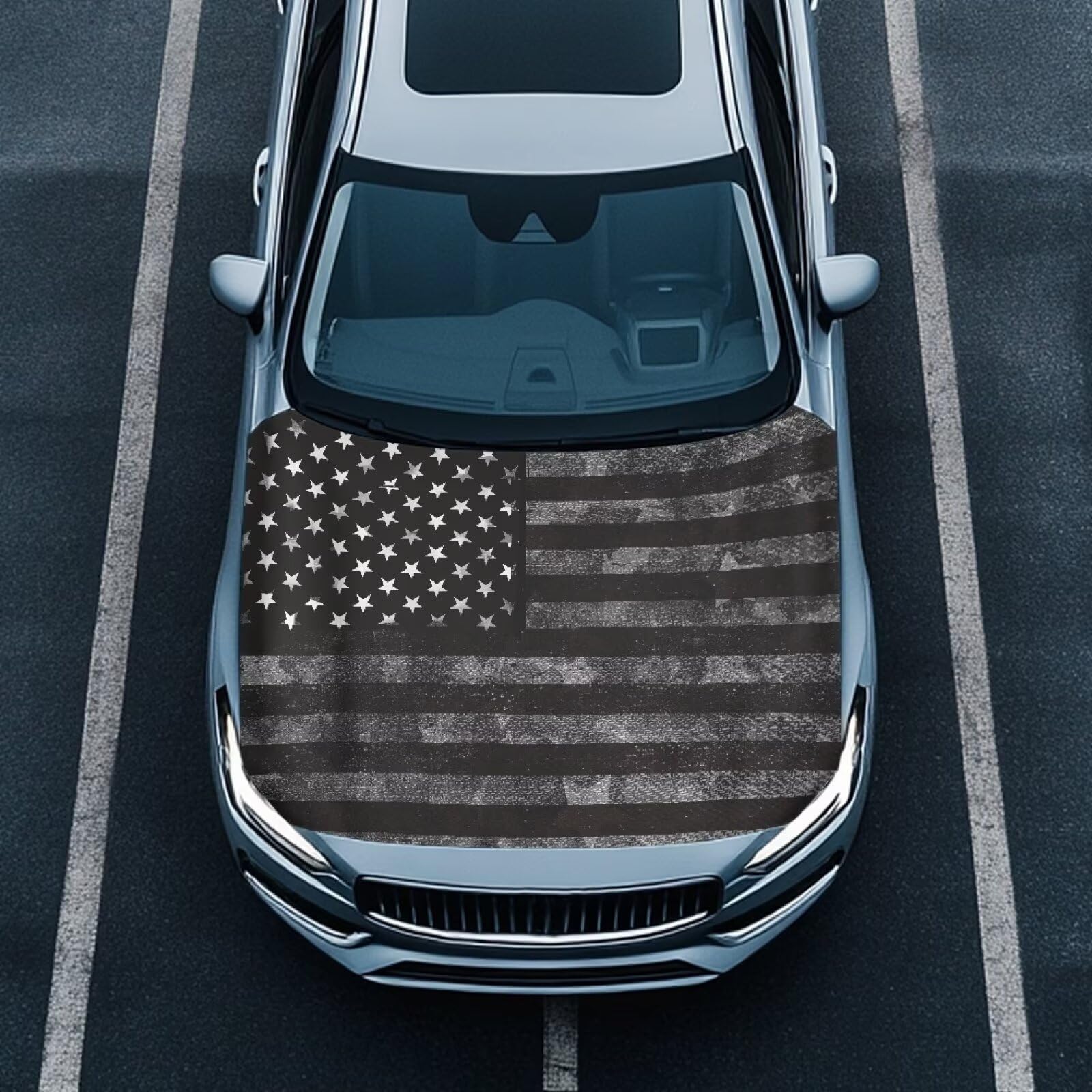 Qiyupavto Car Hood Cover American Flag Design Car Hood Protector Waterproof Universal Automotive Exterior Accessories Patriotic