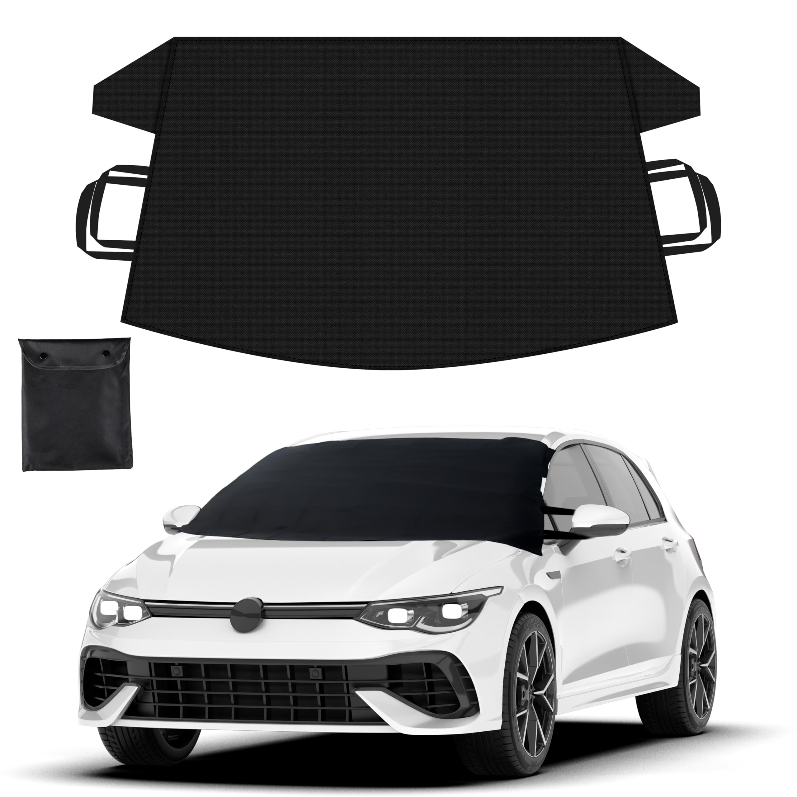 Econour Windshield Cover For Ice And Snow | Durable 600D Oxford Fabric | Waterproof Winter Car Cover For Compact Cars, Small Suv