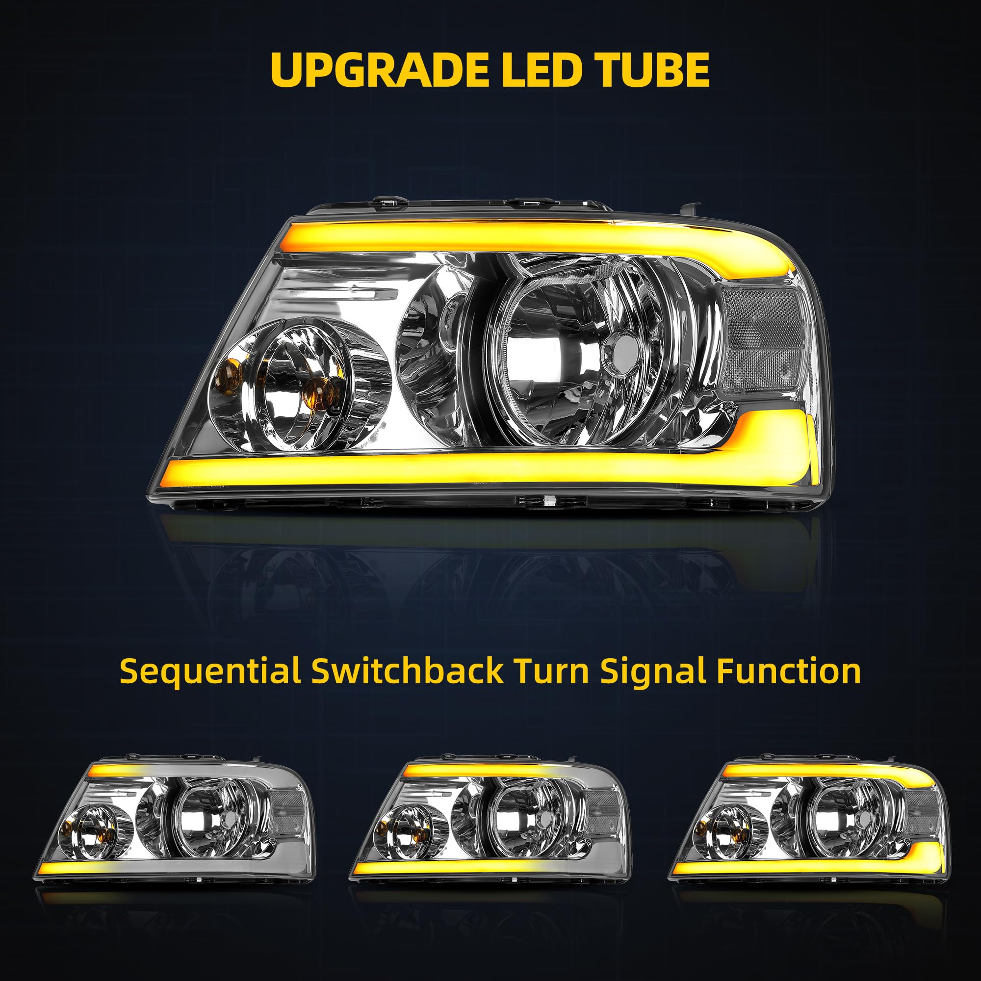 Dwvo Headlights Assembly Compatible With 2004 2005 2006 2007 2008 Ford F-150 Headlamp With Led Drl Replacement Pair Driver And P