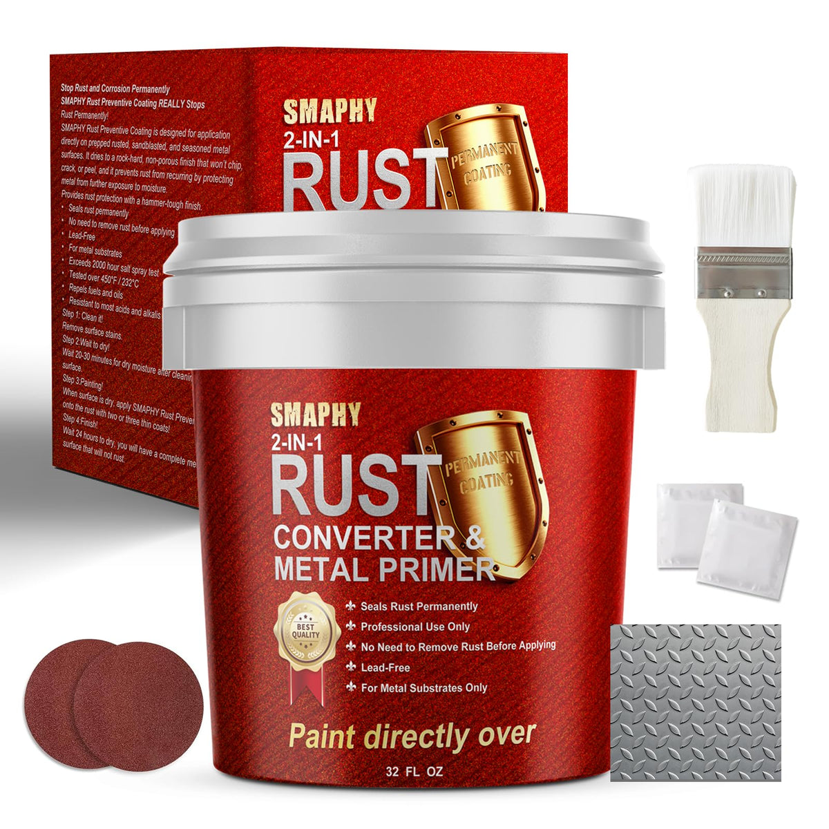 SMAPHY Ultimate 2-in-1 Rust Converter & Metal Primer, Rust Converter for Metal, Maximum Rust Protection, UV Resistance and Heat 