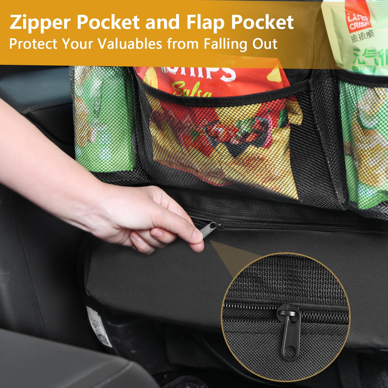 JUCAINHI Car Seat Organizer with 13 in Tablet Holder, Waterproof Back Seat Protector, Kick Mats with 9 Storage Pockets, Interior