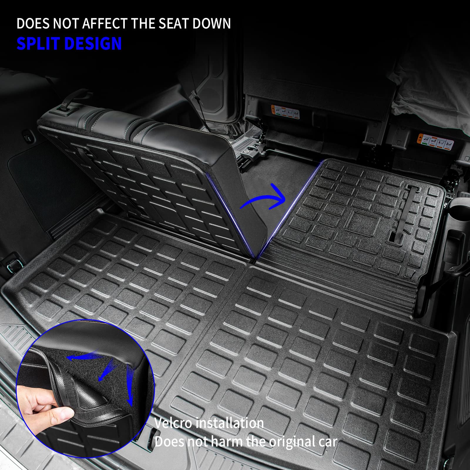 Rongtaod Cargo Mat Compatible With 2020-2025 Ford Explorer 6&7 Passenger Cargo Liner Trunk Mat Back Seat Cover Protector Upgrade 2024 Explorer Accessories (Trunk Mat With Backrest Mat)