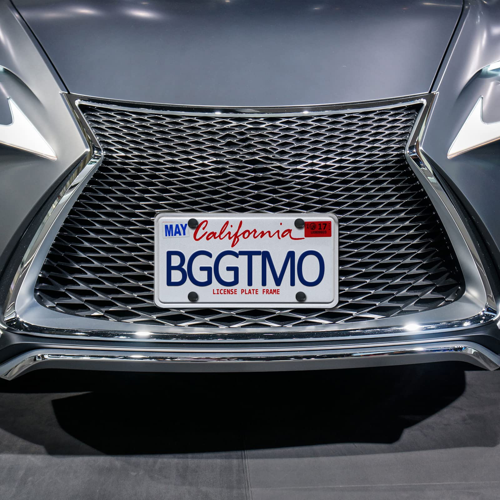 Bggtmo License Plate Bracket Holder- Front License Plate Mounting Kit, Universal Bumper Car Tag Frame Mount Adapter With Stainless Steel Screw Cap, Cable Ties