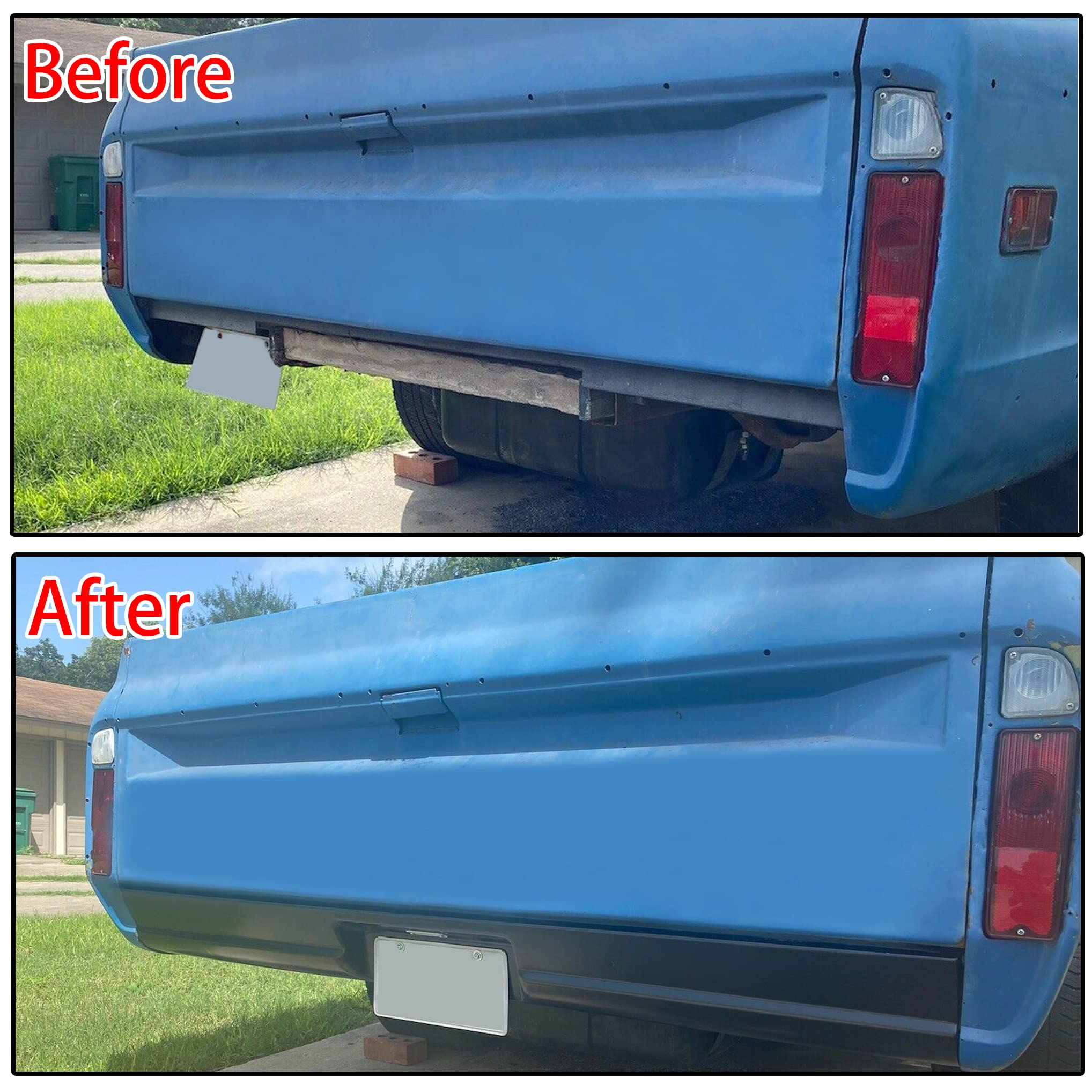 Kuafu Steel Rear Roll Pan Bumper W/License Light Compatible With 1967-1972 Chevy C10 Pickup Fleetside