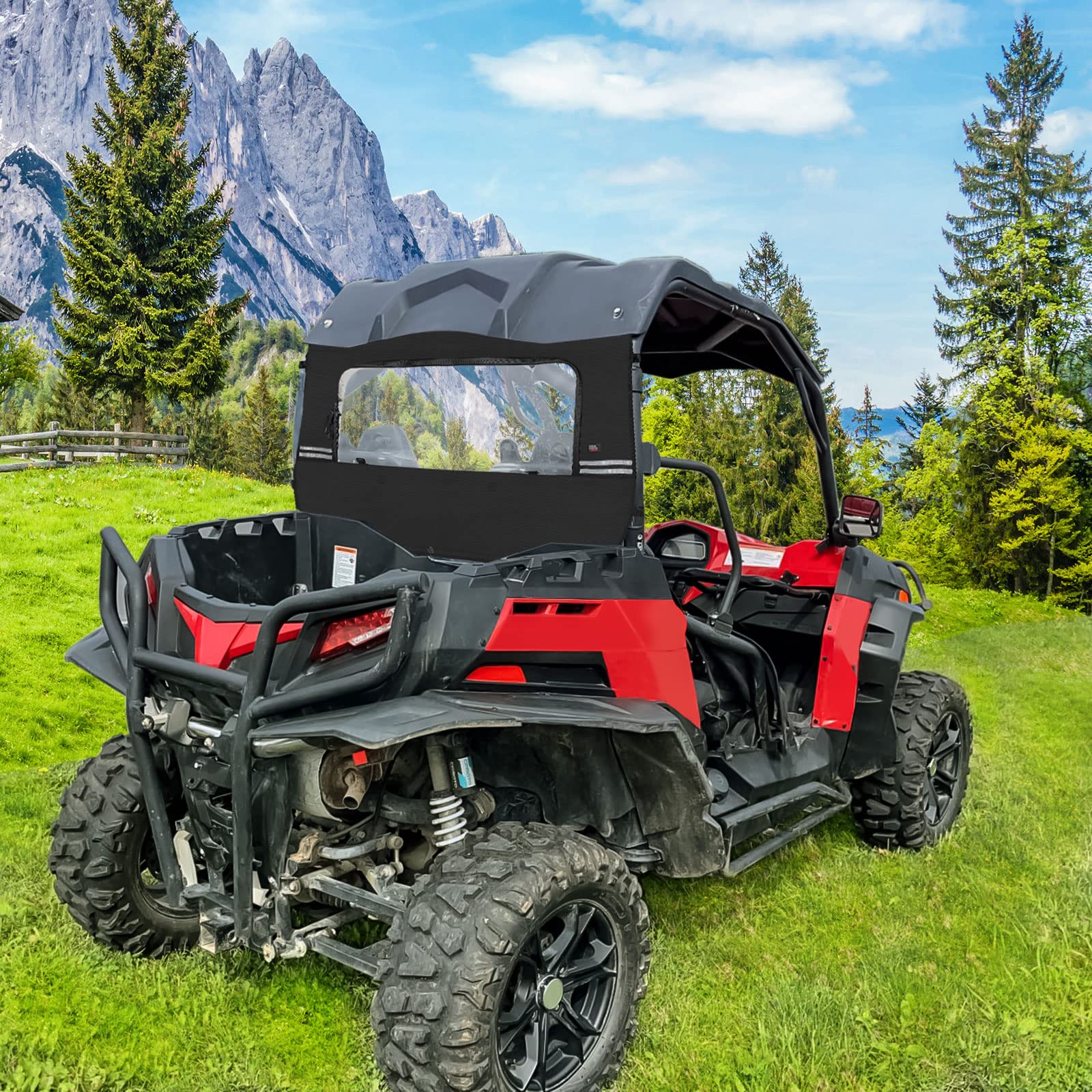 KEMIMOTO Rear Windshield Roll Up/Down Zipper Screen Window Airflow Compatible with CFMOTO ZForce 800 Windshield 2021 2022 800ex/ 800 trail/ 500 trail ZForce 1000 G1 18-19 UTV Soft Windshield