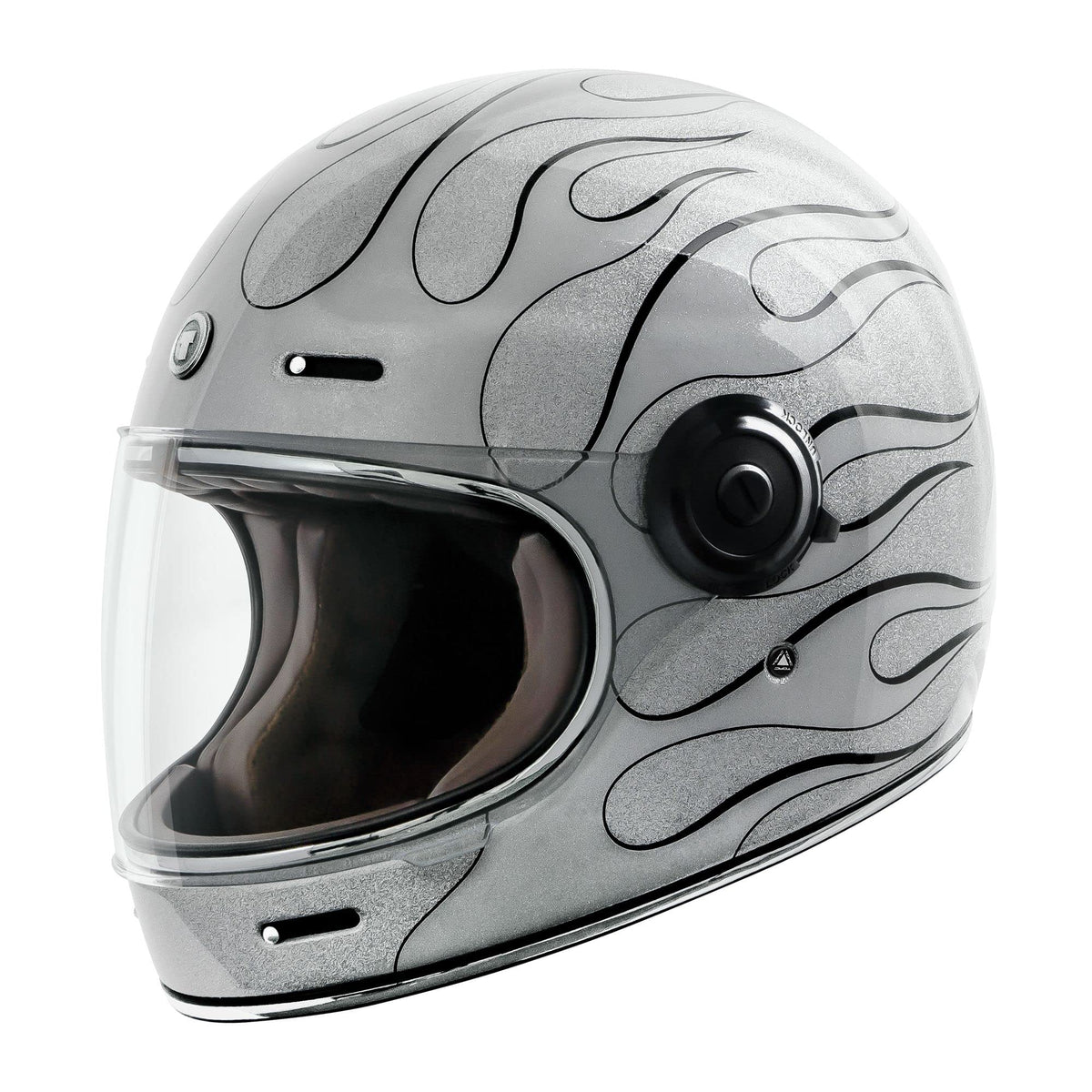 Torc T1 Unisex-Adult Retro Full Face Motorcycle Helmets, Silver Mega Flake Blaze, X-Large