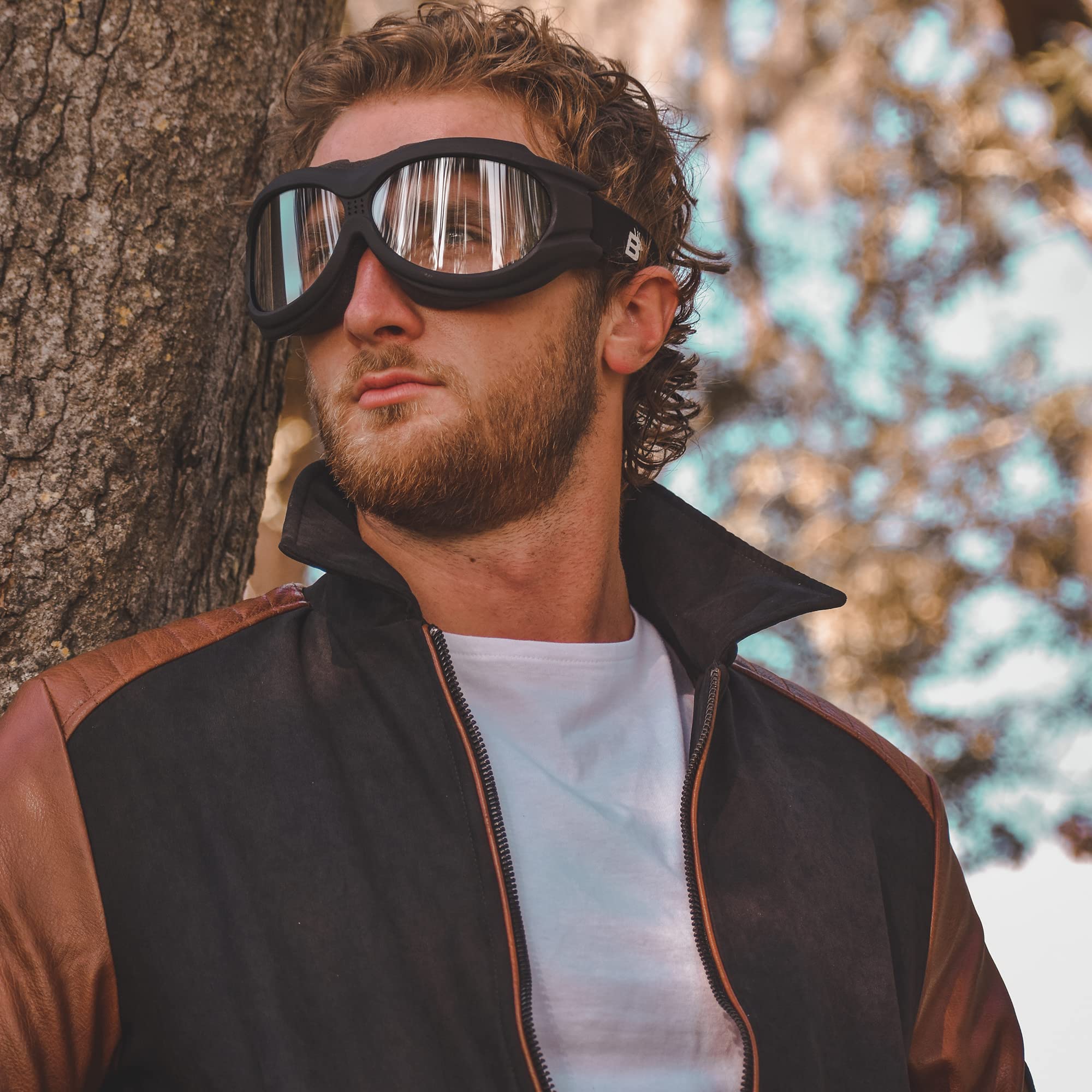 Birdz Eyewear Buzzard Padded Motorcycle Riding Goggle Fits Over Glasses Black Frame With Clear Lens (Black Frame/Clear Lens)