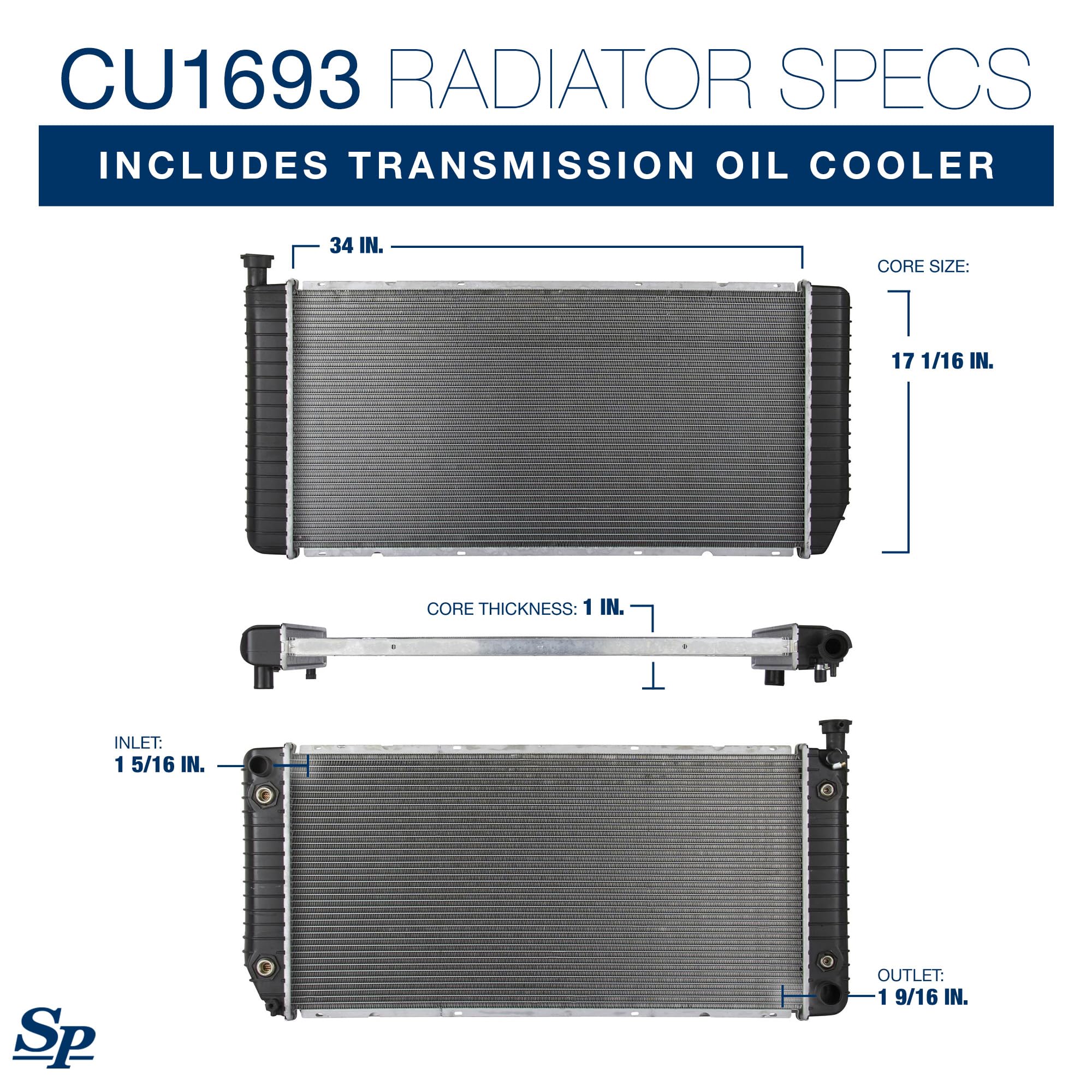 Spectra Premium Cu1693 Radiator, With Eoc And Toc, Compatible With Chevrolet And Gmc