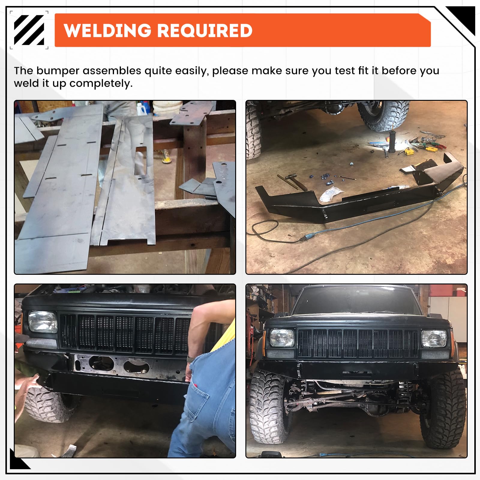 Ecotric Diy Front Bumper Bare Metal Kit Compatible With 1984-2001 Jeep Cherokee Xj Winch Mount Plate