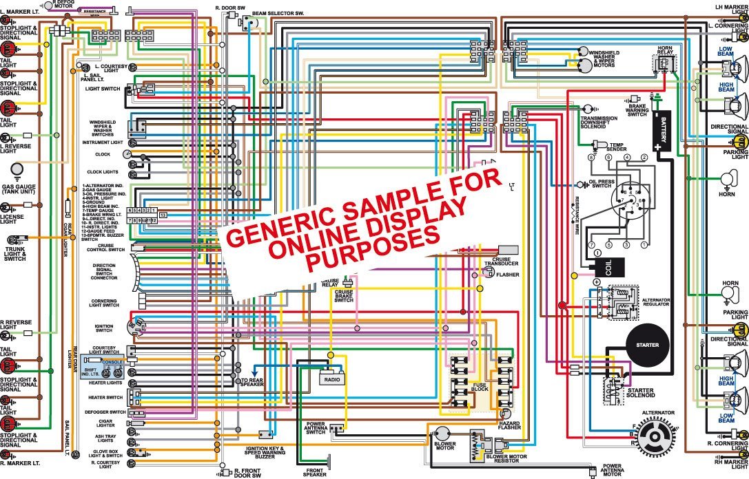 Full Color Laminated Wiring Diagram Fits 1976 Pontiac Firebird Large 11'' X 17'' Size (All Models)