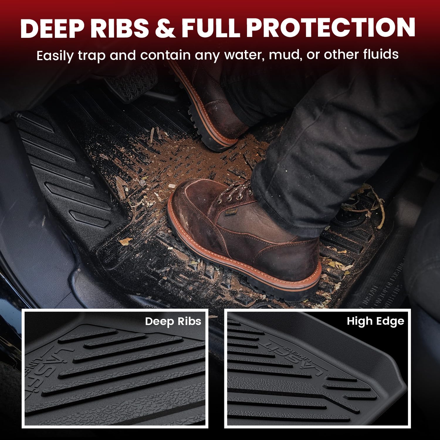 Lasfit Floor Mats & Cargo Mat For Nissan Sentra 2014-2019, Custom Fit Tpe All Weather Easy Clean Durable No-Curling Floor Liners